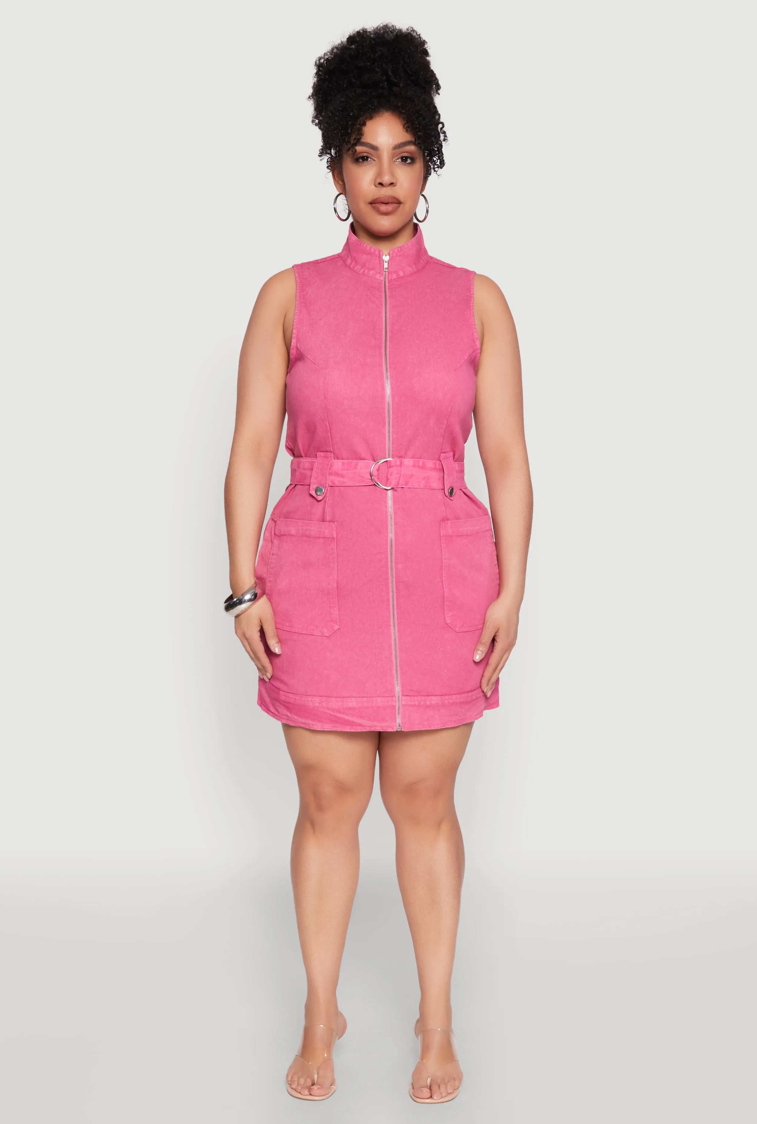 Plus Size Mineral Wash Zip Front Cargo Dress sold by Rainbow product image thumbnail 2