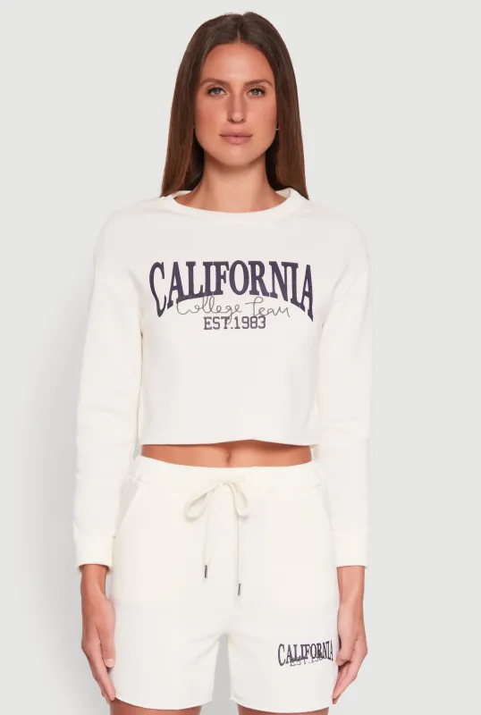 California Embroidered Cropped Sweatshirt sold by Rainbow