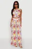 Floral Print Cowl Neck Crop Top sold by Rainbow