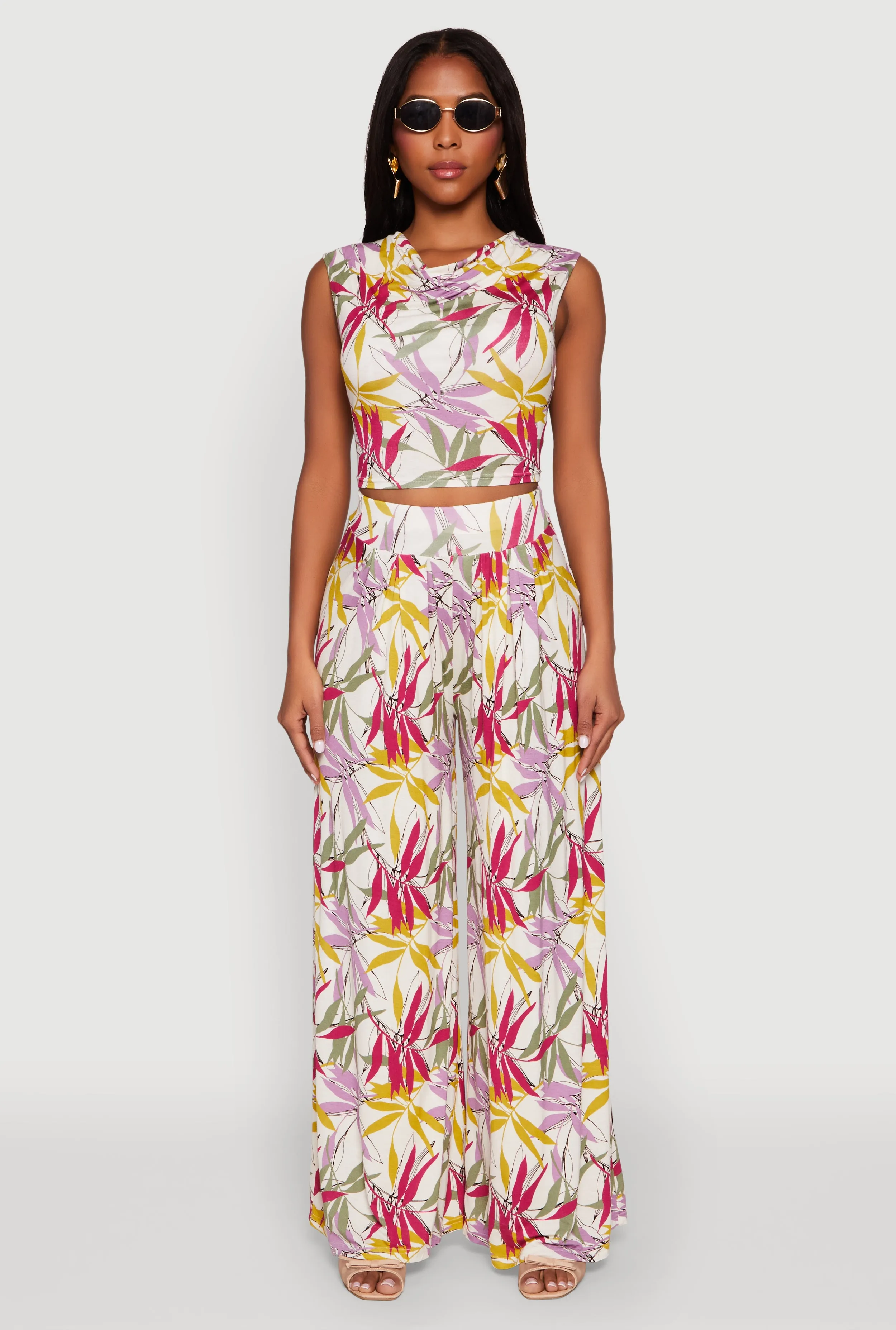 Floral Print Cowl Neck Crop Top sold by Rainbow product image thumbnail 2