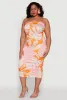 Plus Size Leaf Print Tube Midi Dress sold by Rainbow
