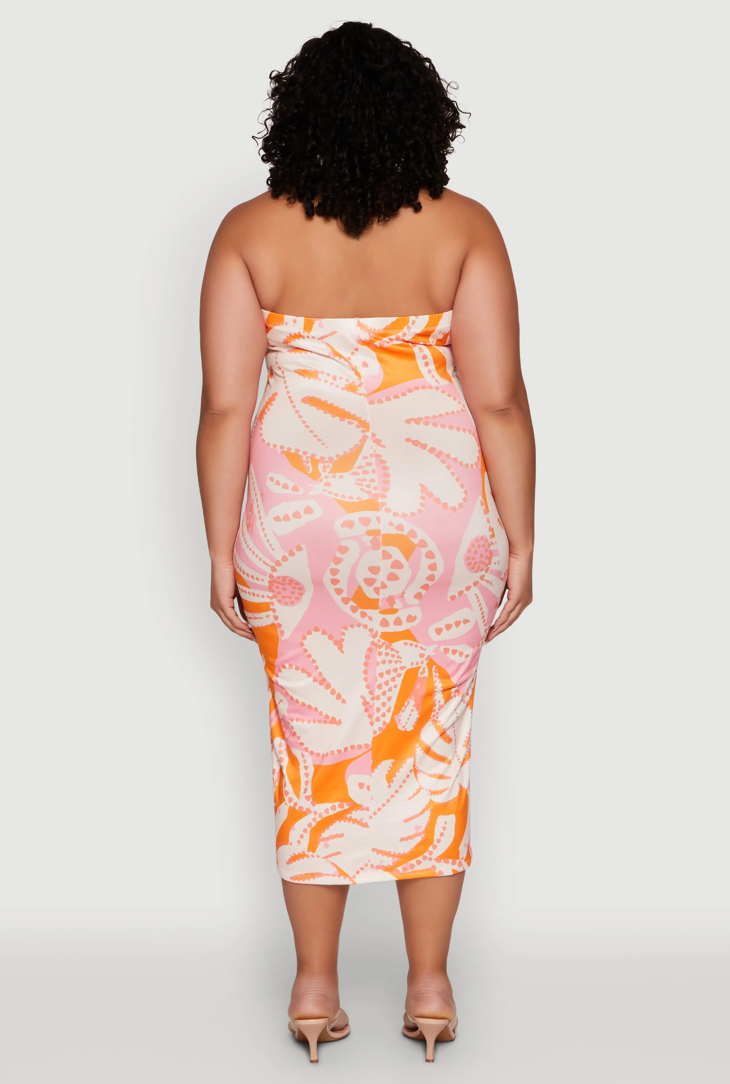 Plus Size Leaf Print Tube Midi Dress sold by Rainbow product image thumbnail 4