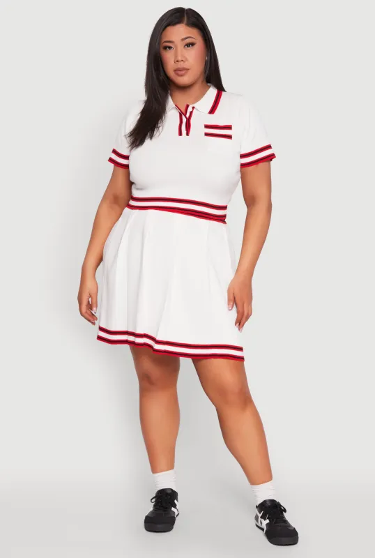 Plus Size Daisy Varsity Stripe Pleated Skirt sold by Rainbow