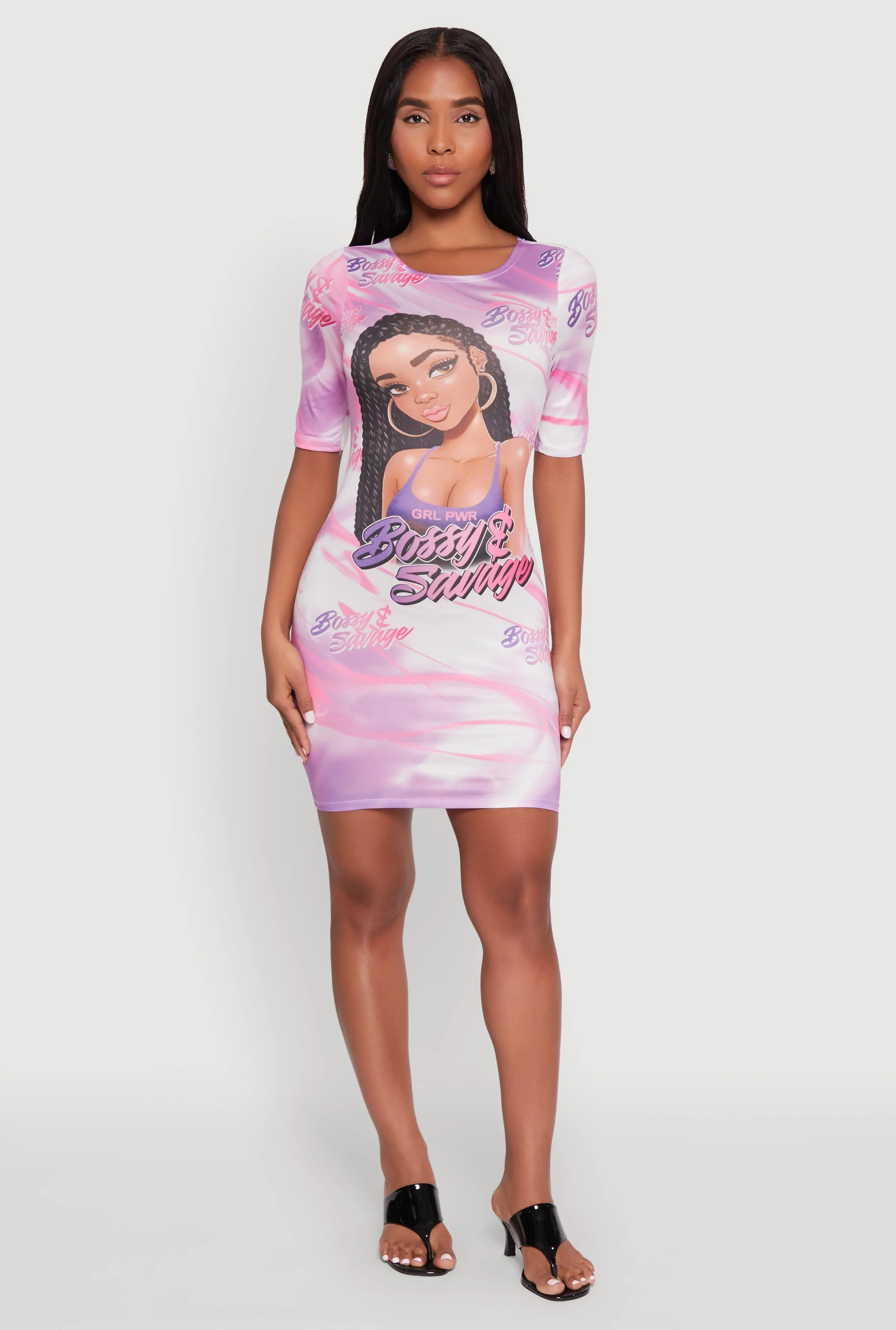 Bossy and Savage Graphic T Shirt Dress sold by Rainbow product image thumbnail 2
