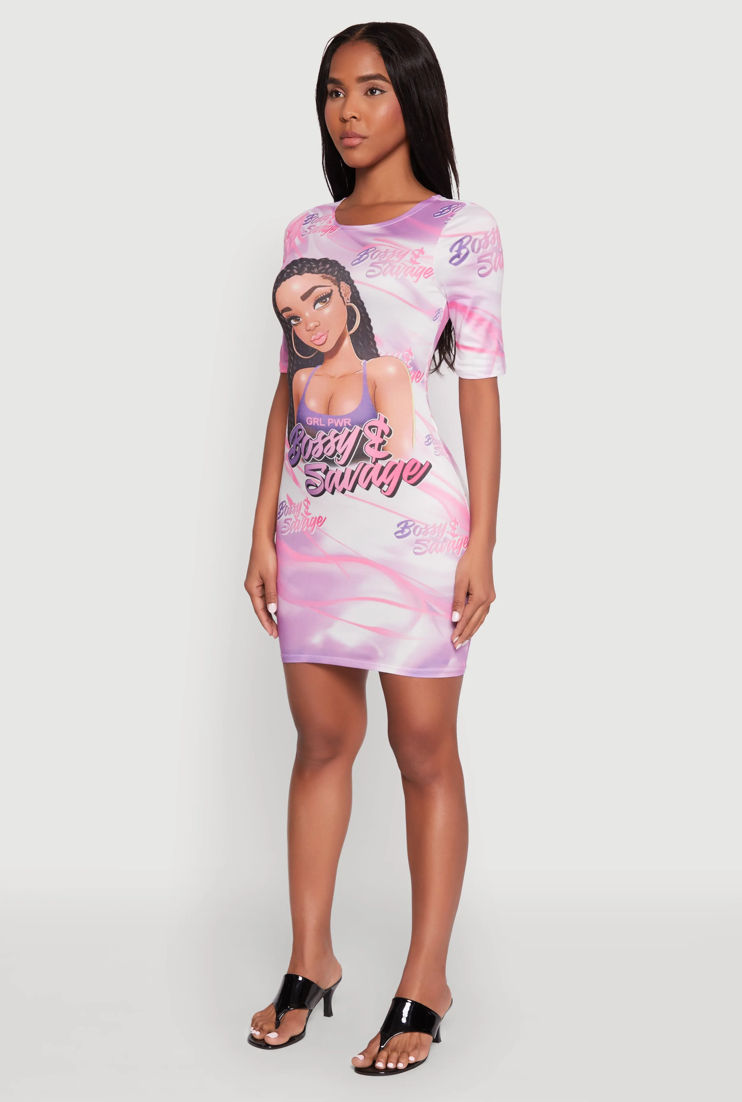 Bossy and Savage Graphic T Shirt Dress sold by Rainbow product image thumbnail 3