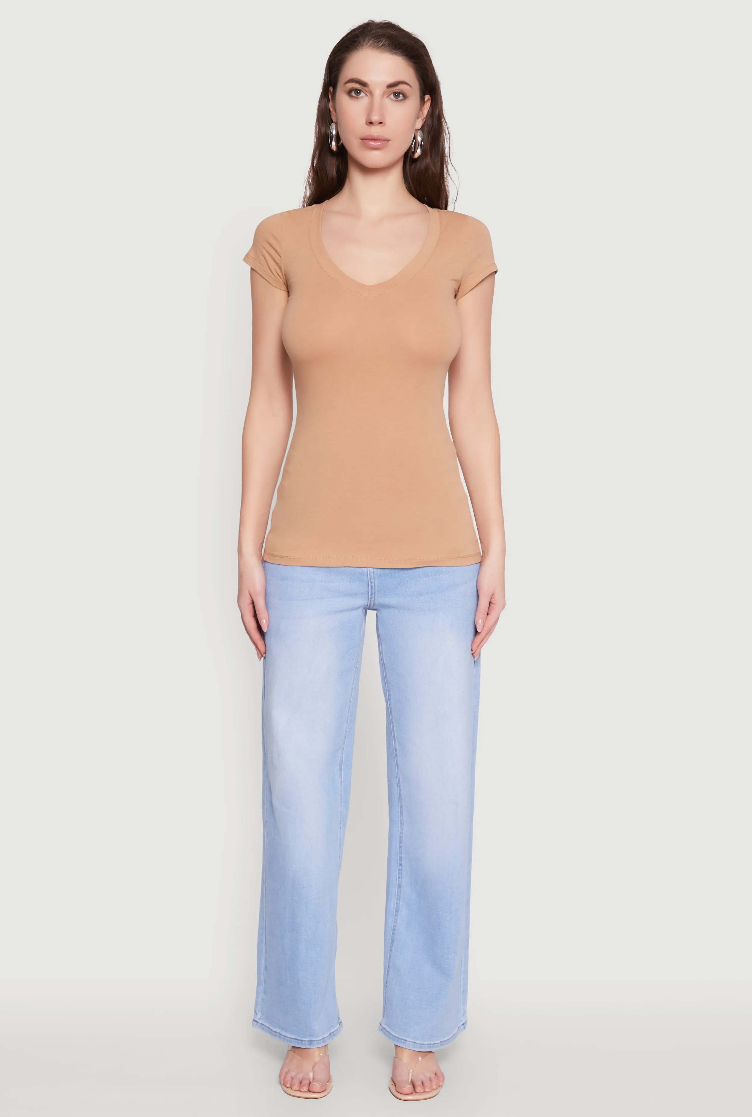 V Neck Basic Short Sleeve Tee sold by Rainbow product image thumbnail 3