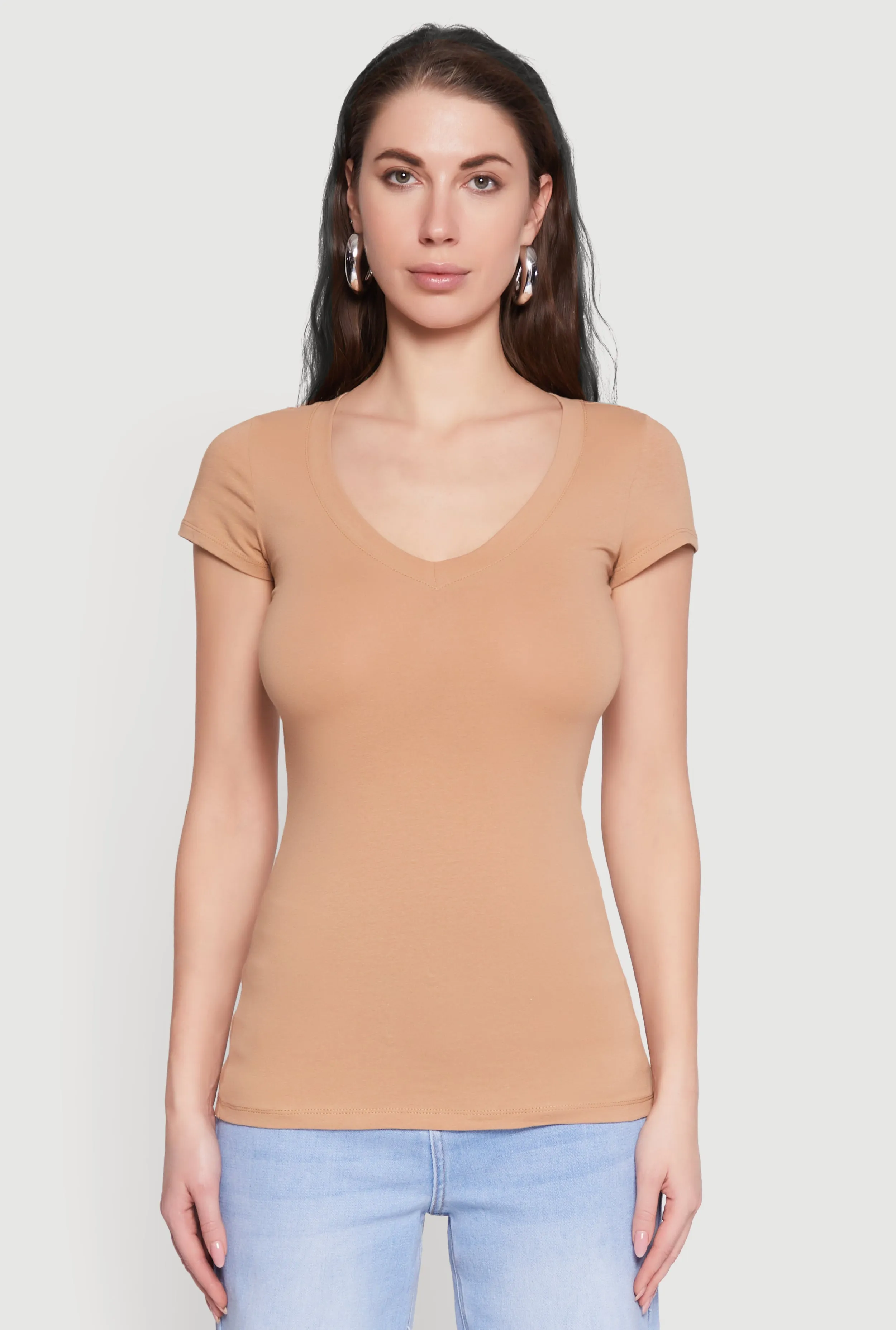 V Neck Basic Short Sleeve Tee sold by Rainbow product image thumbnail 2