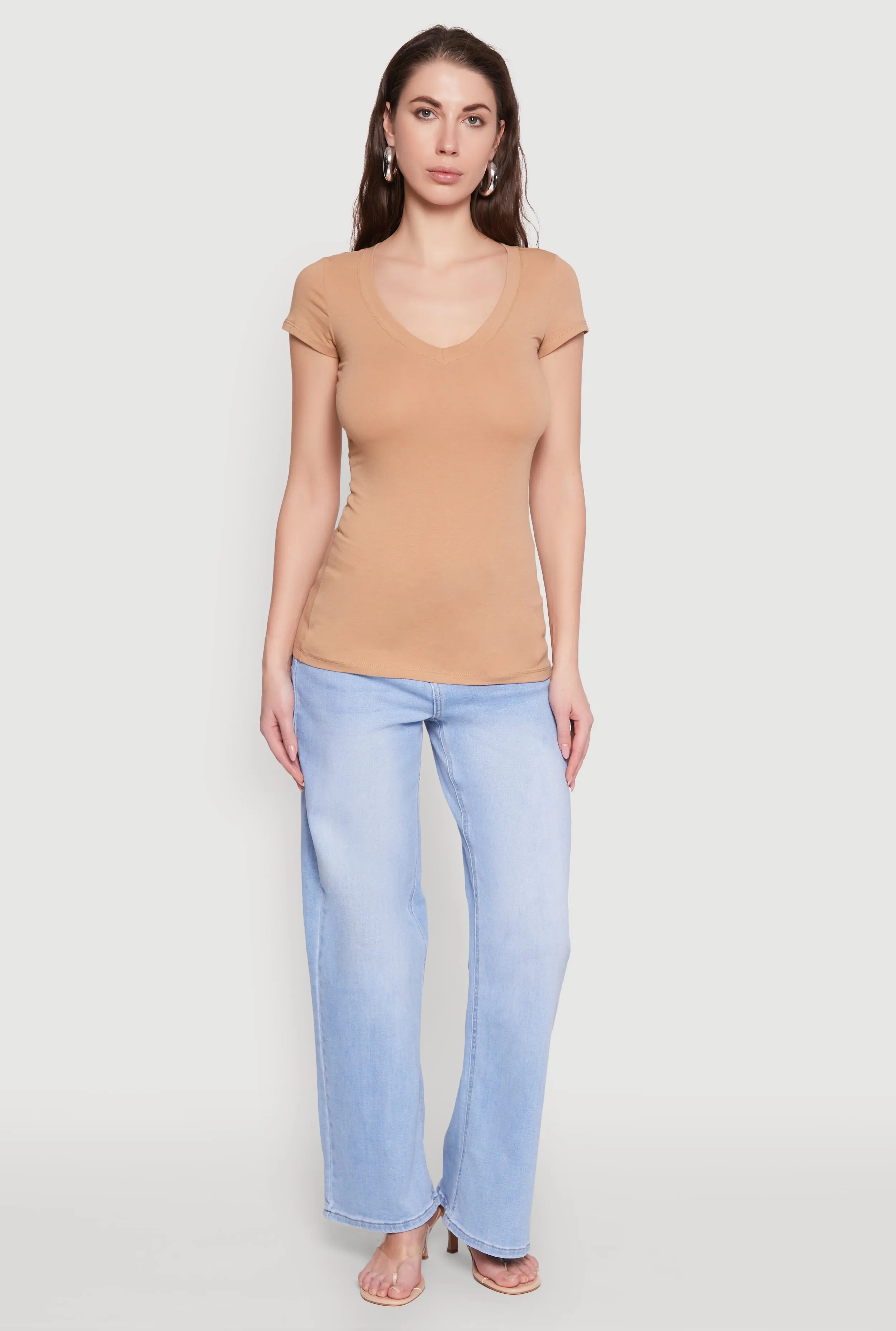 V Neck Basic Short Sleeve Tee sold by Rainbow