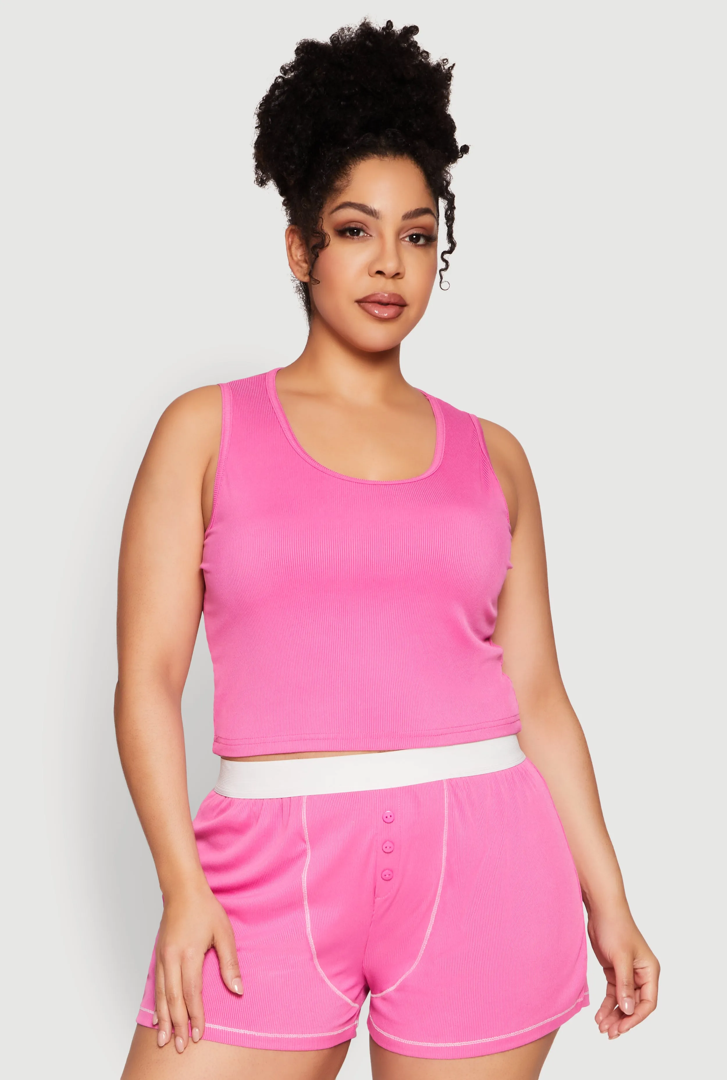 Plus Size Cropped Tank Top and Boxer Briefs Pajama Set sold by Rainbow product image thumbnail 2