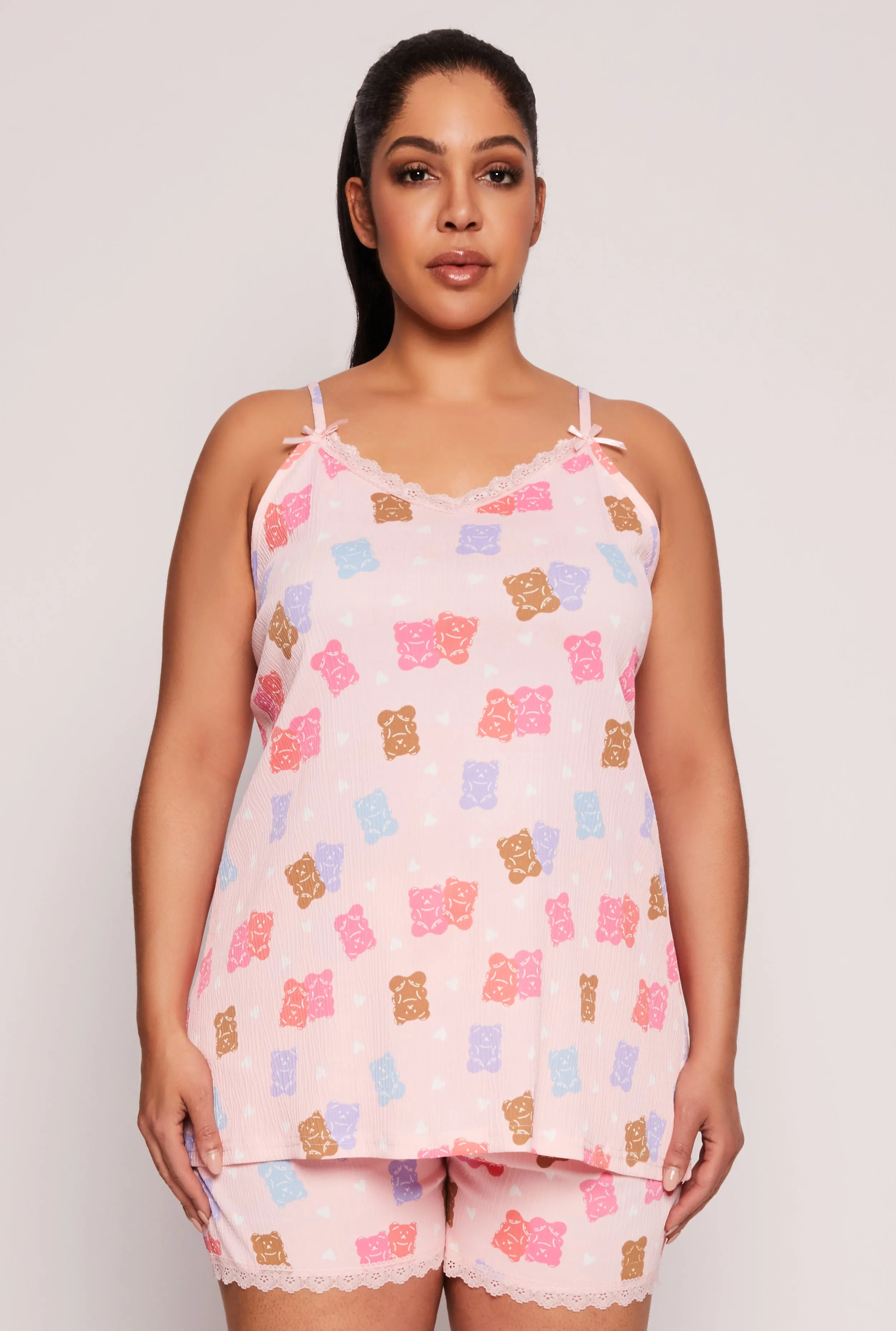 Plus Size Gummy Bear Pajama Top and Shorts sold by Rainbow