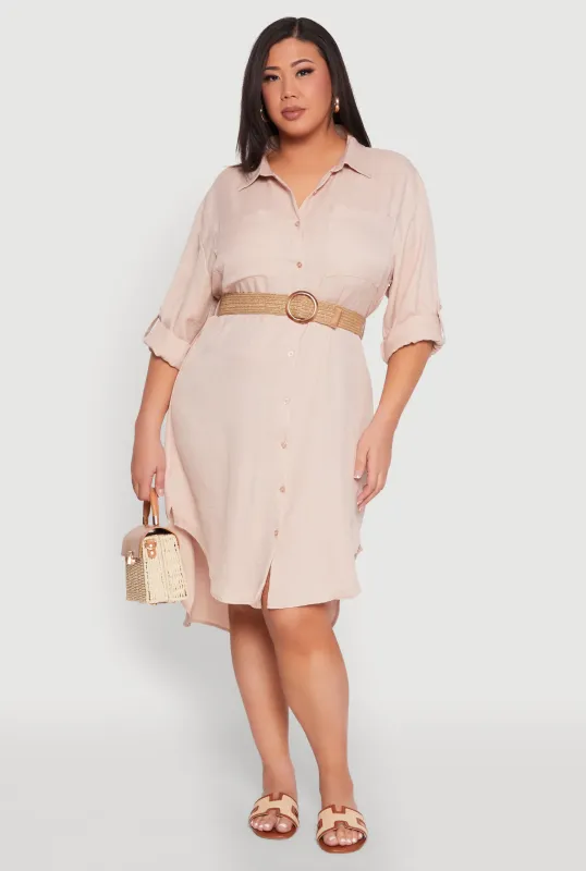 Plus Size High Low Shirt Dress sold by Rainbow