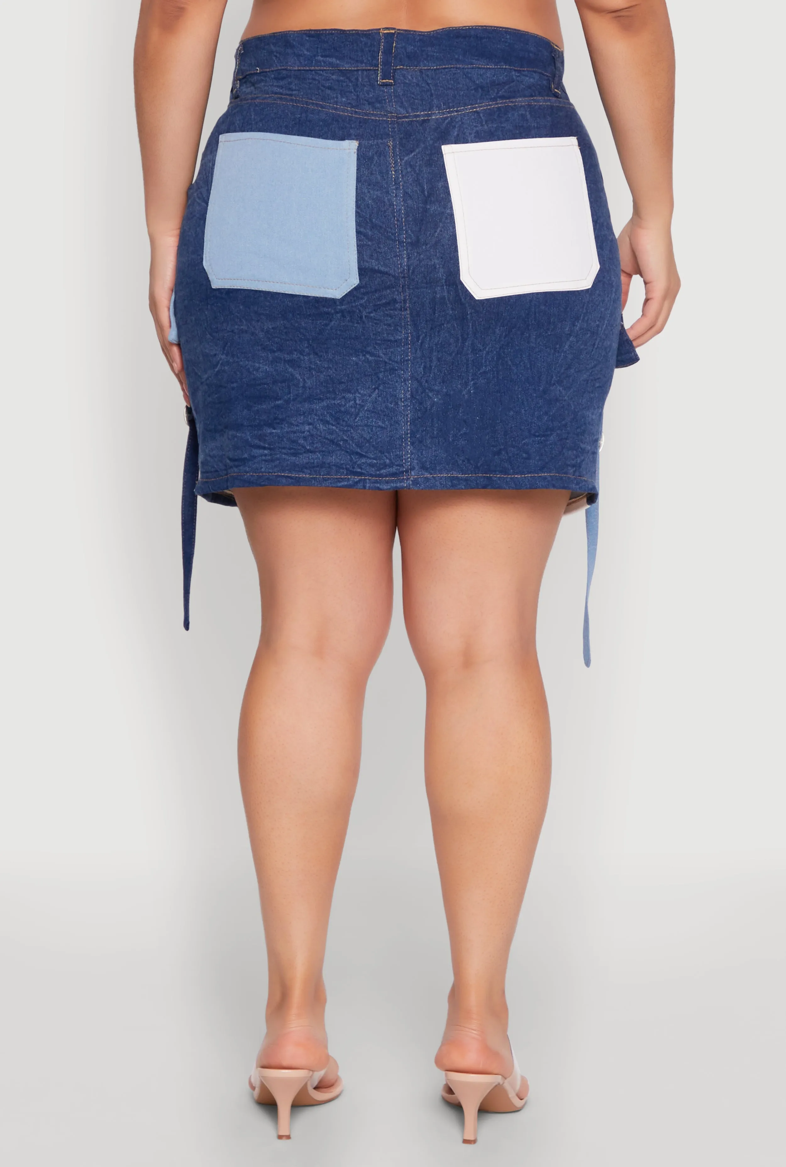 Plus Size Color Block Denim Skirt sold by Rainbow product image thumbnail 5
