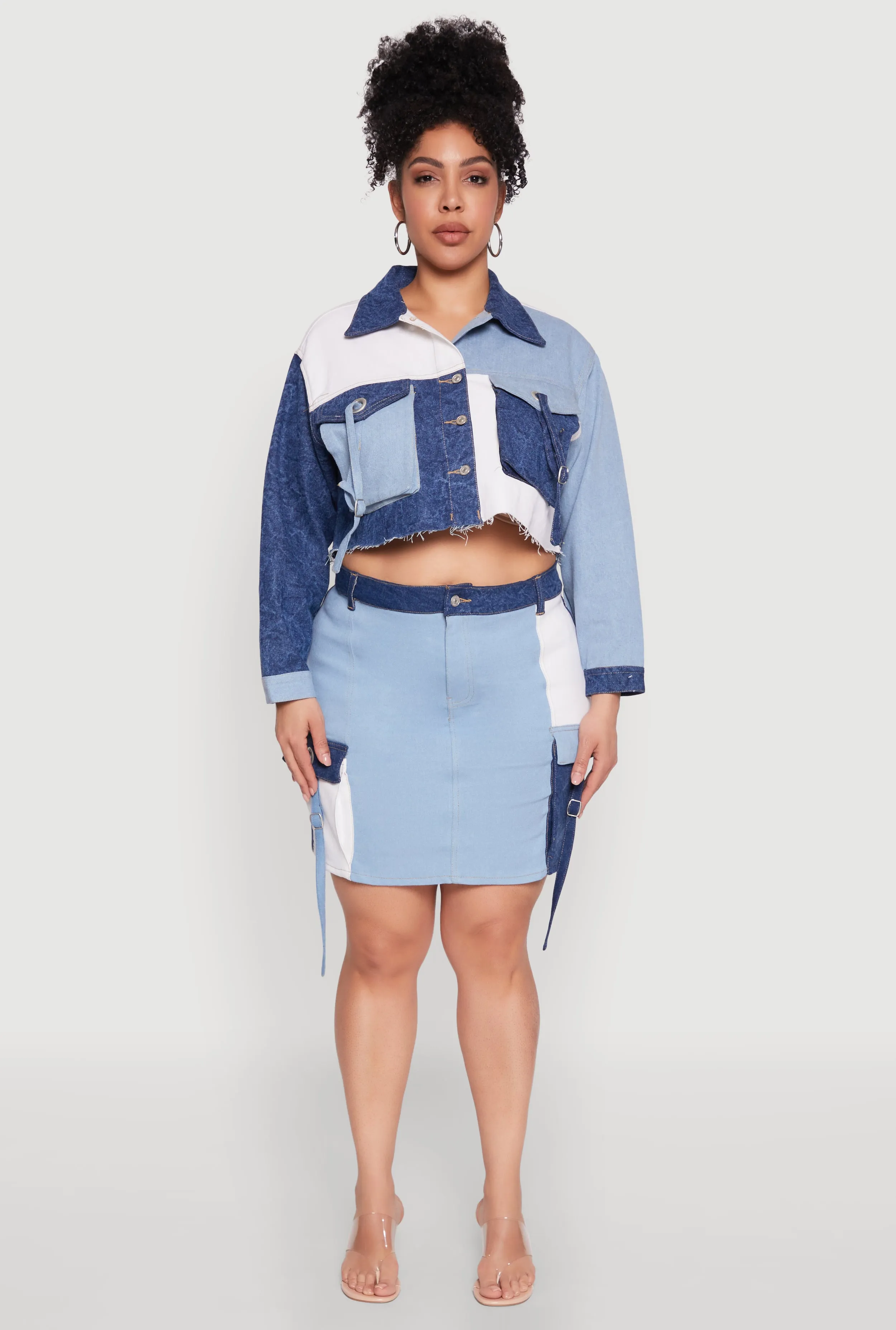 Plus Size Color Block Denim Skirt sold by Rainbow product image thumbnail 2