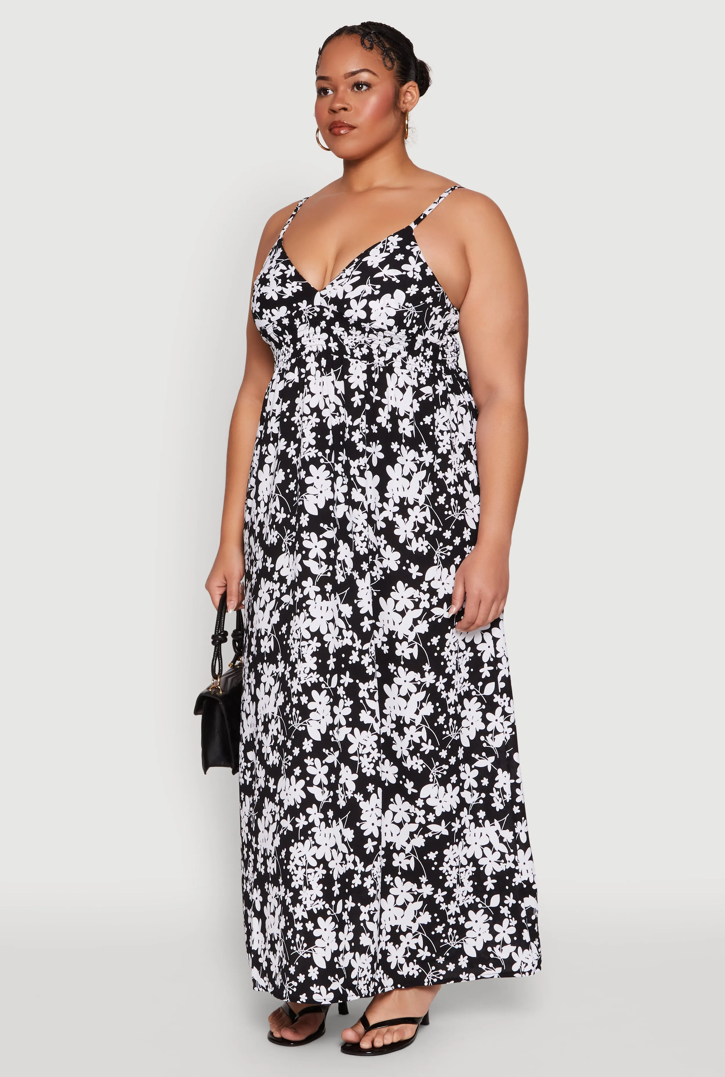 Plus Size Ditsy Floral Print Empire Waist Maxi Dress sold by Rainbow product image thumbnail 3