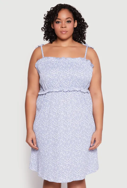 Plus Size Ditsy Floral Tie Shoulder Sleep Dress sold by Rainbow