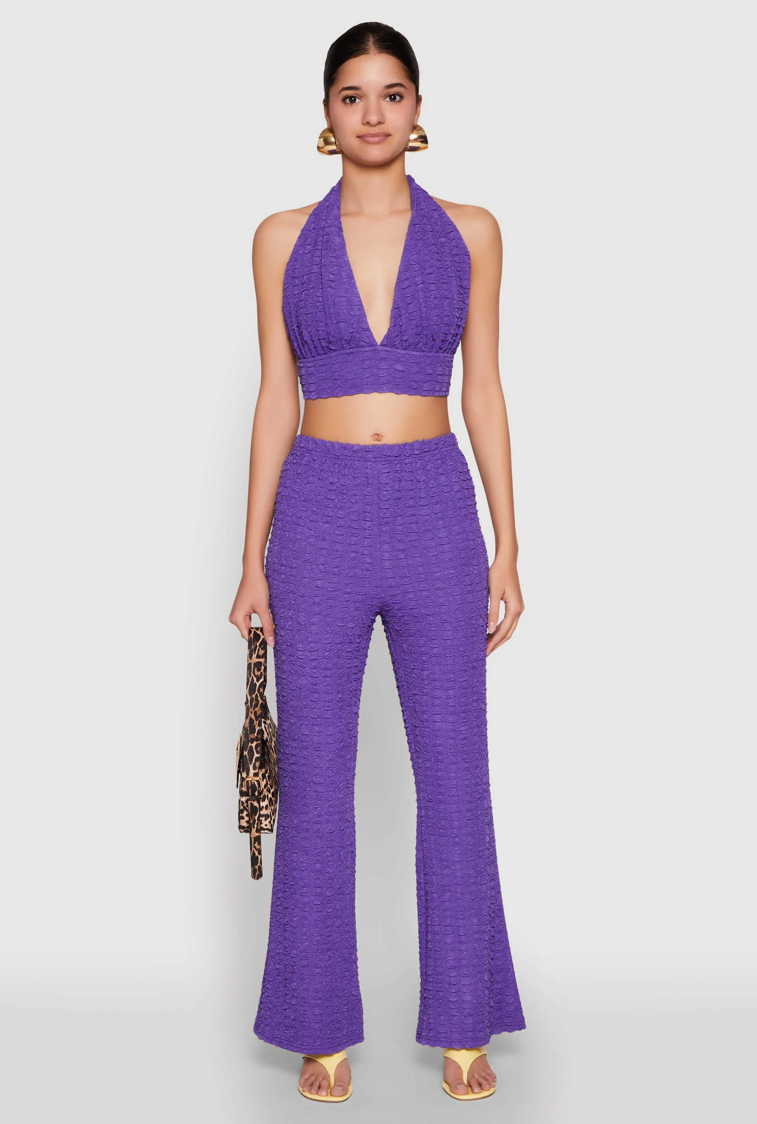 Bubble Knit Flared Leg Pants sold by Rainbow