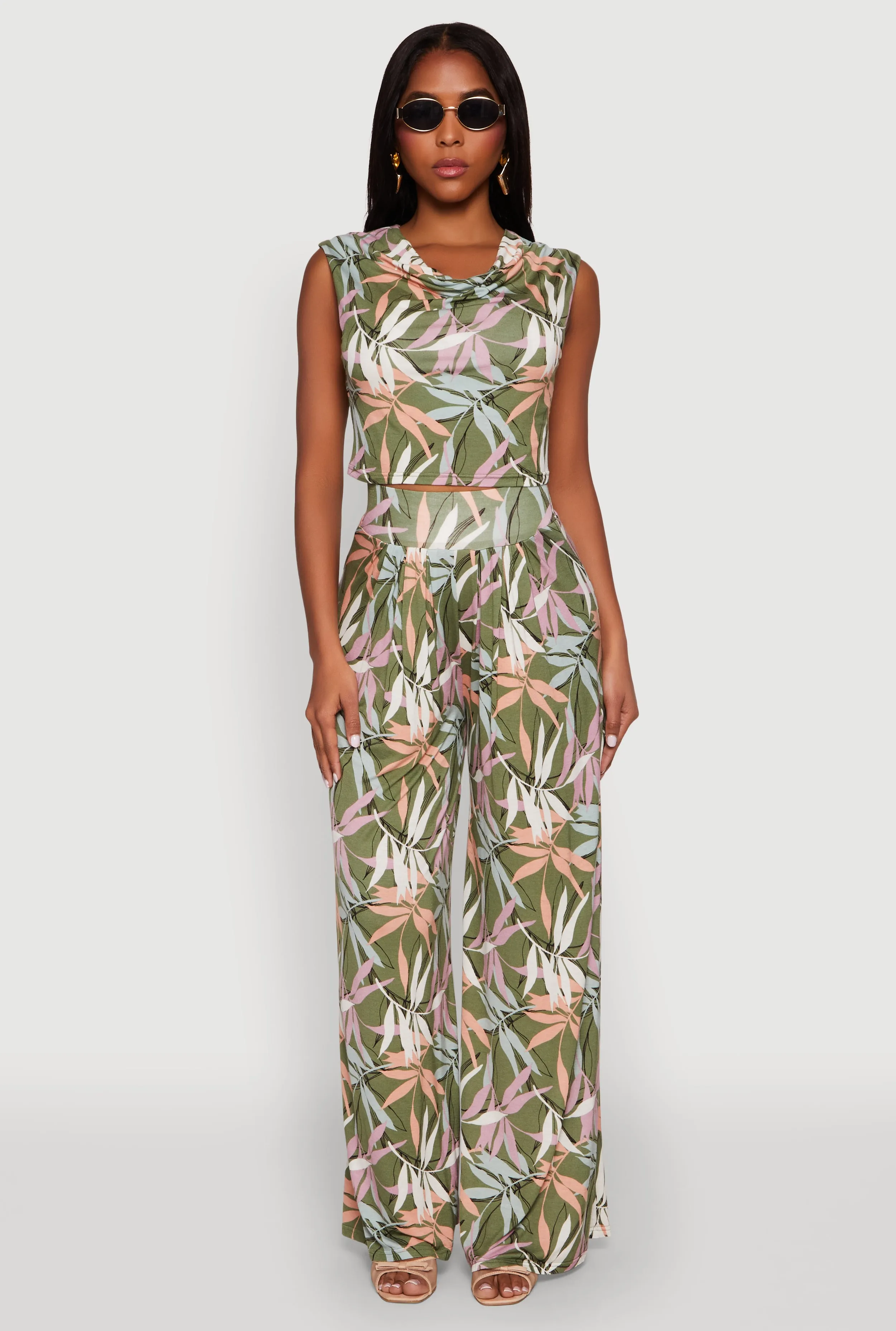 Floral Print Cowl Neck Crop Top sold by Rainbow product image thumbnail 3