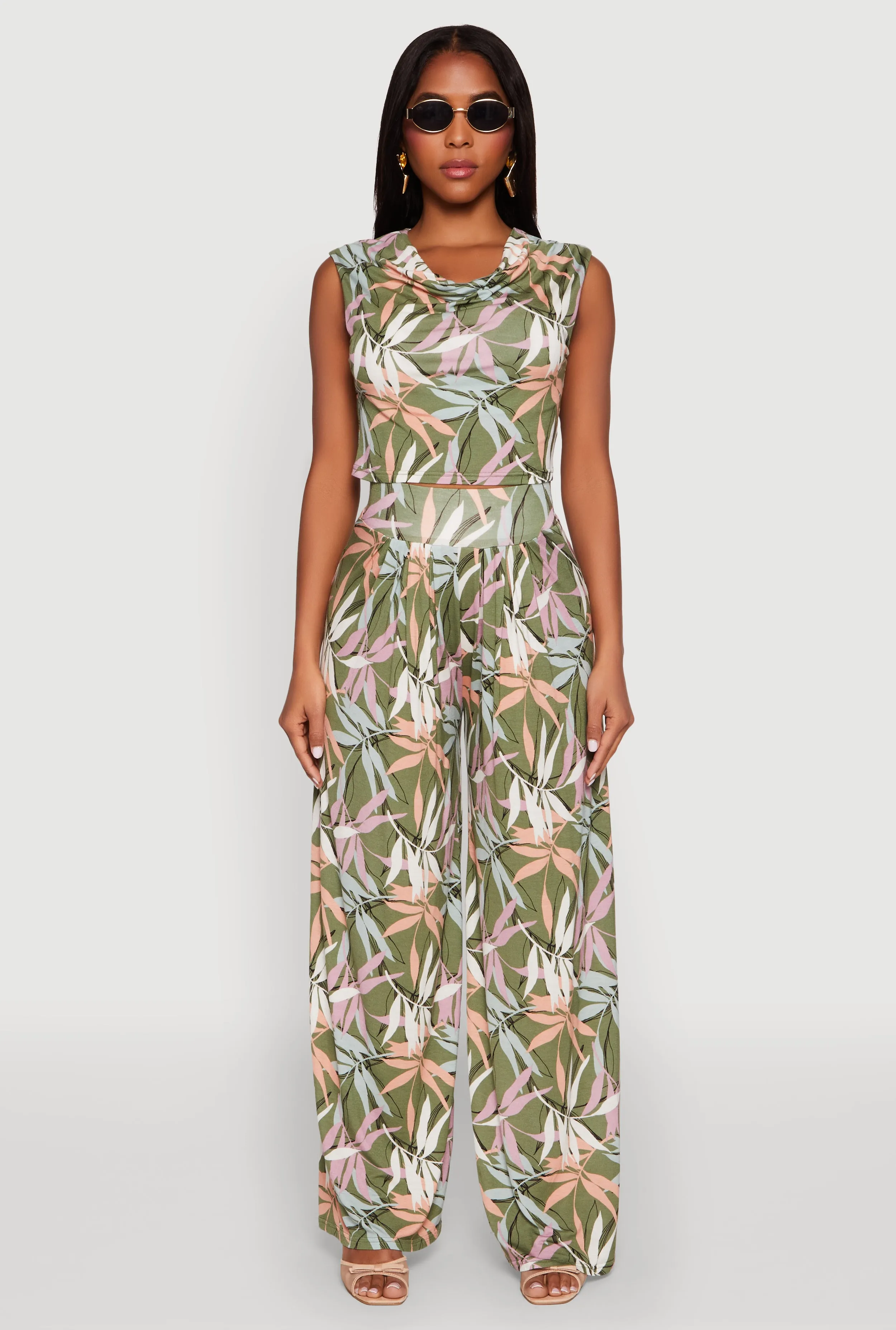 Floral Print Cowl Neck Crop Top sold by Rainbow product image thumbnail 2