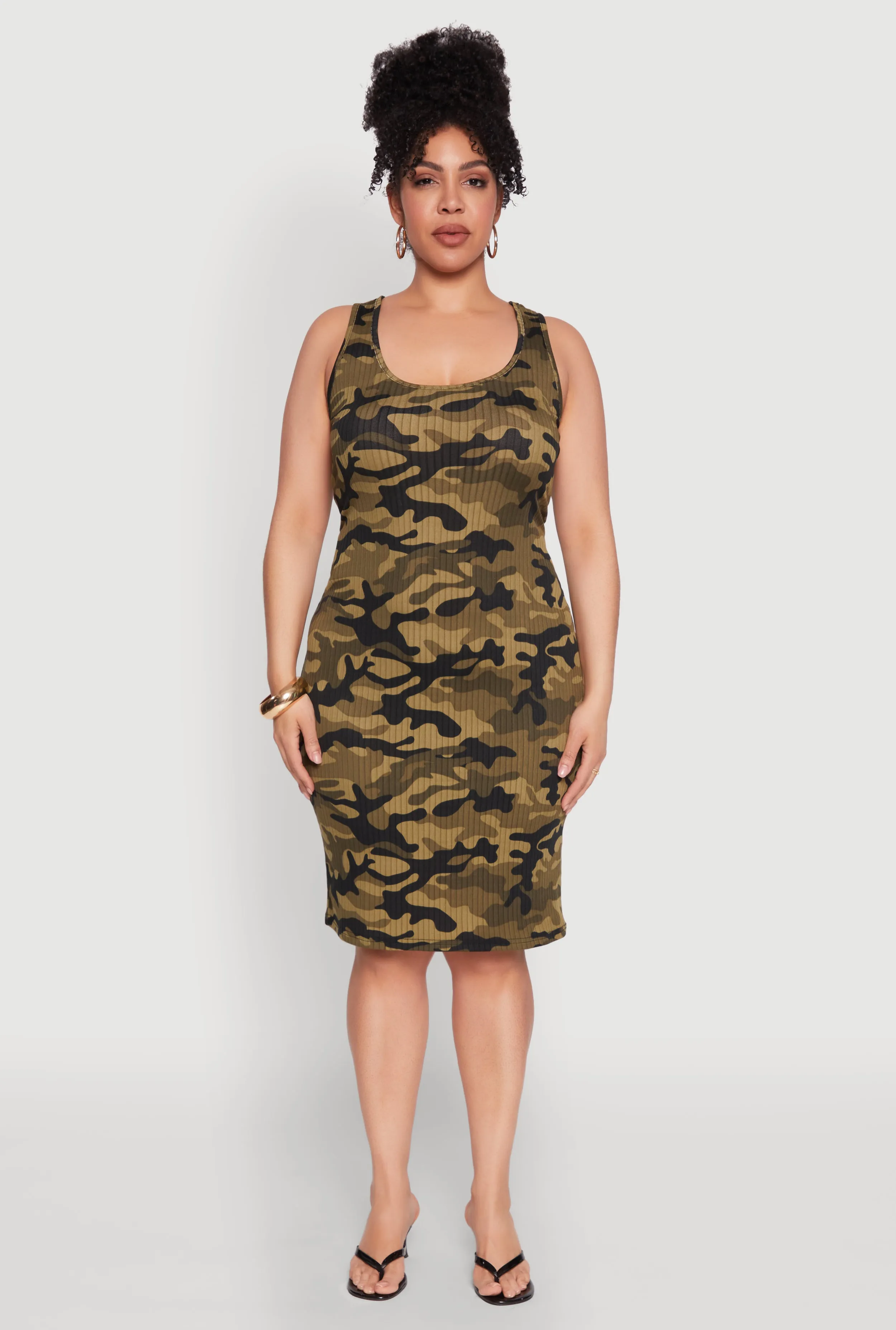 Plus Size Ribbed Knit Camo Tank Dress sold by Rainbow product image thumbnail 2