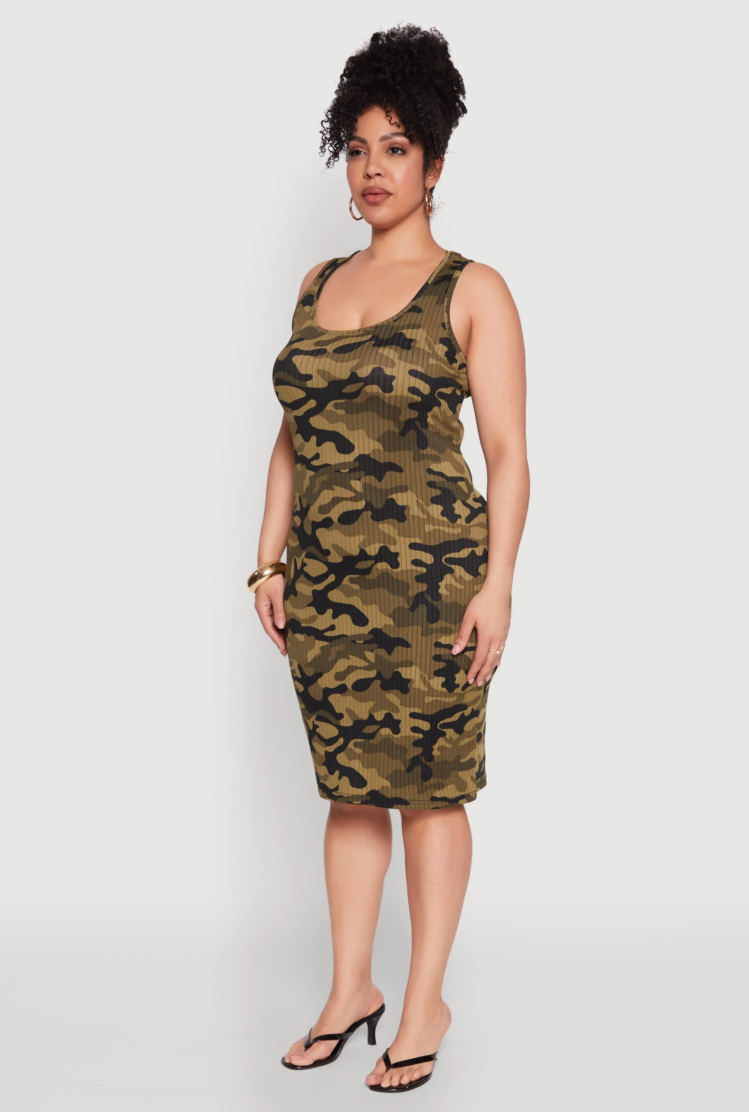 Plus Size Ribbed Knit Camo Tank Dress sold by Rainbow product image thumbnail 3