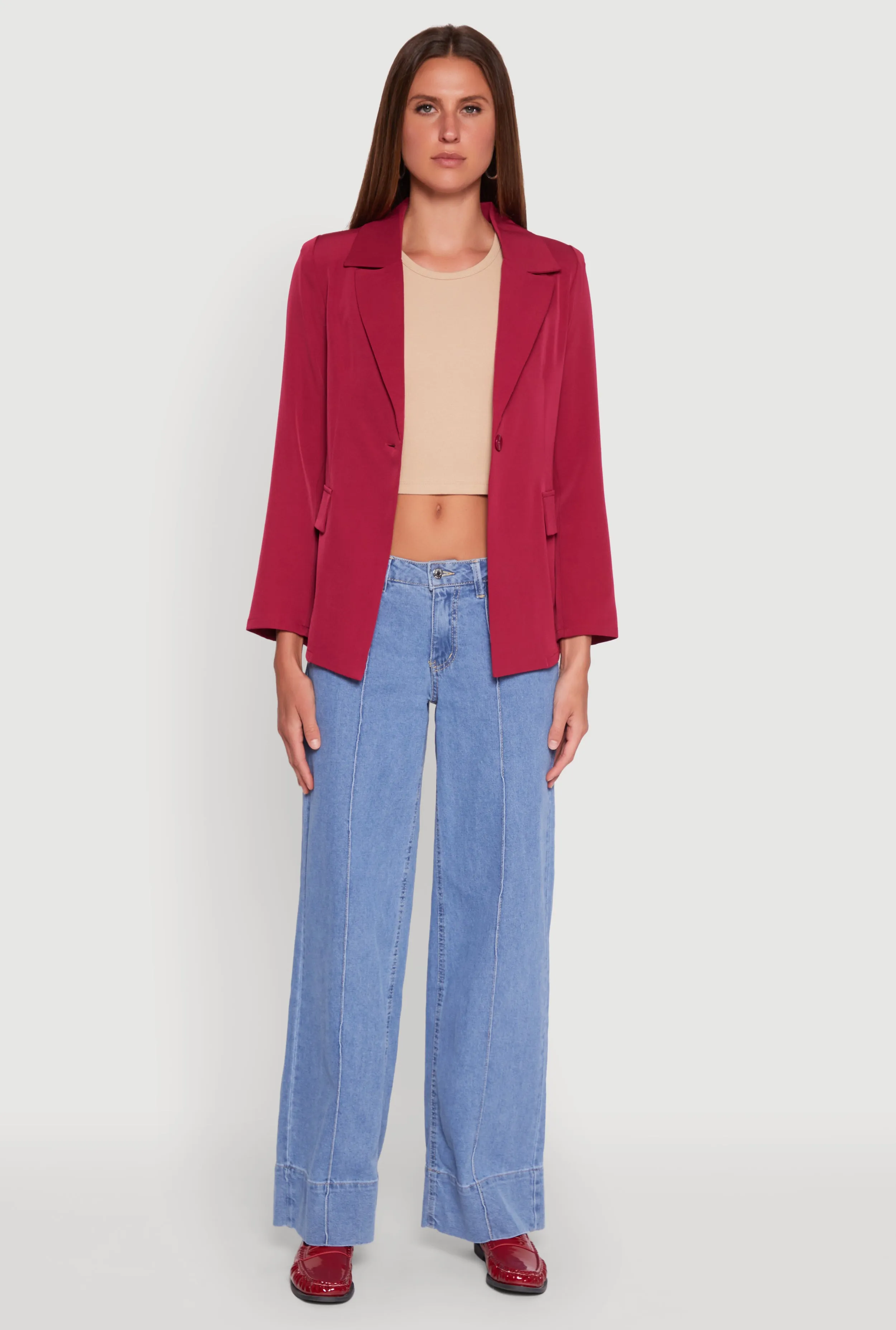 Padded Shoulder One Button Blazer sold by Rainbow product image thumbnail 3