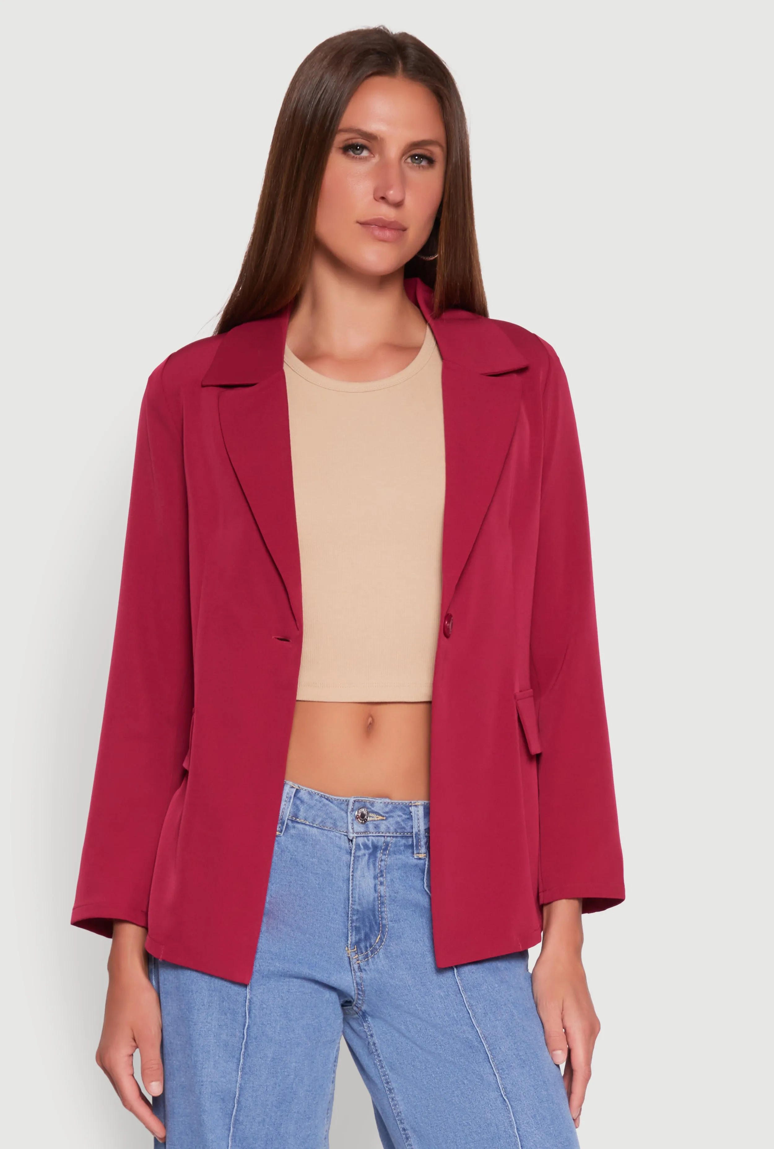 Padded Shoulder One Button Blazer sold by Rainbow product image thumbnail 2