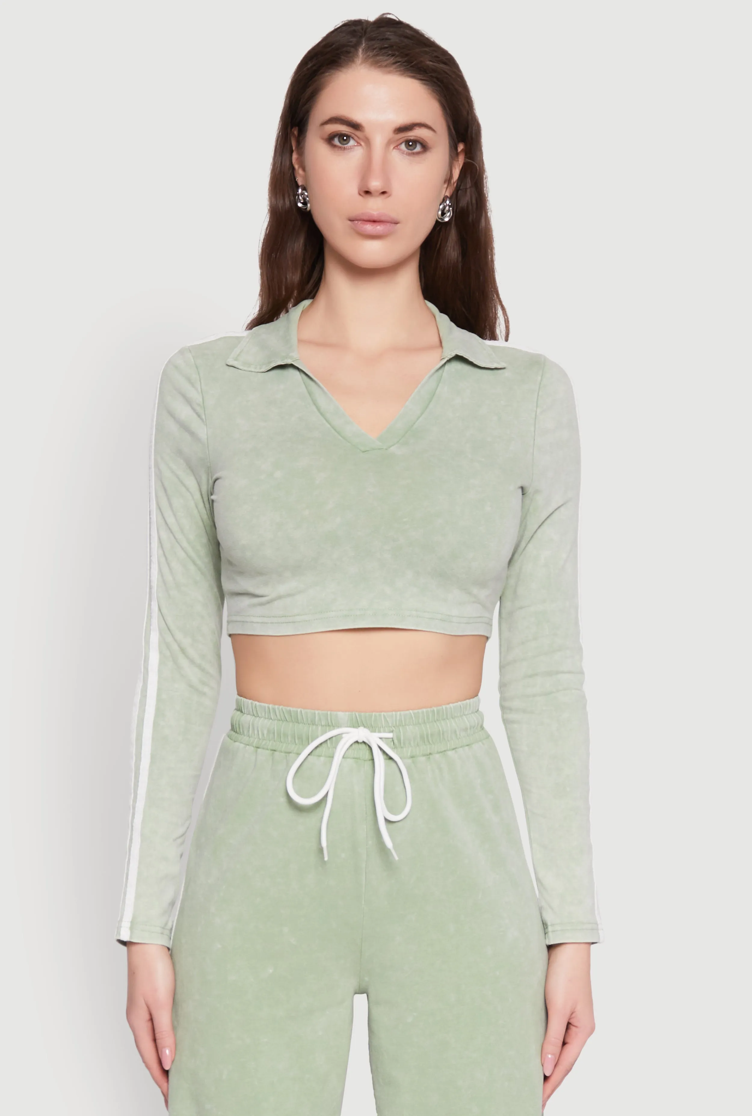 Daisy Mineral Wash Varsity Stripe Crop Top sold by Rainbow