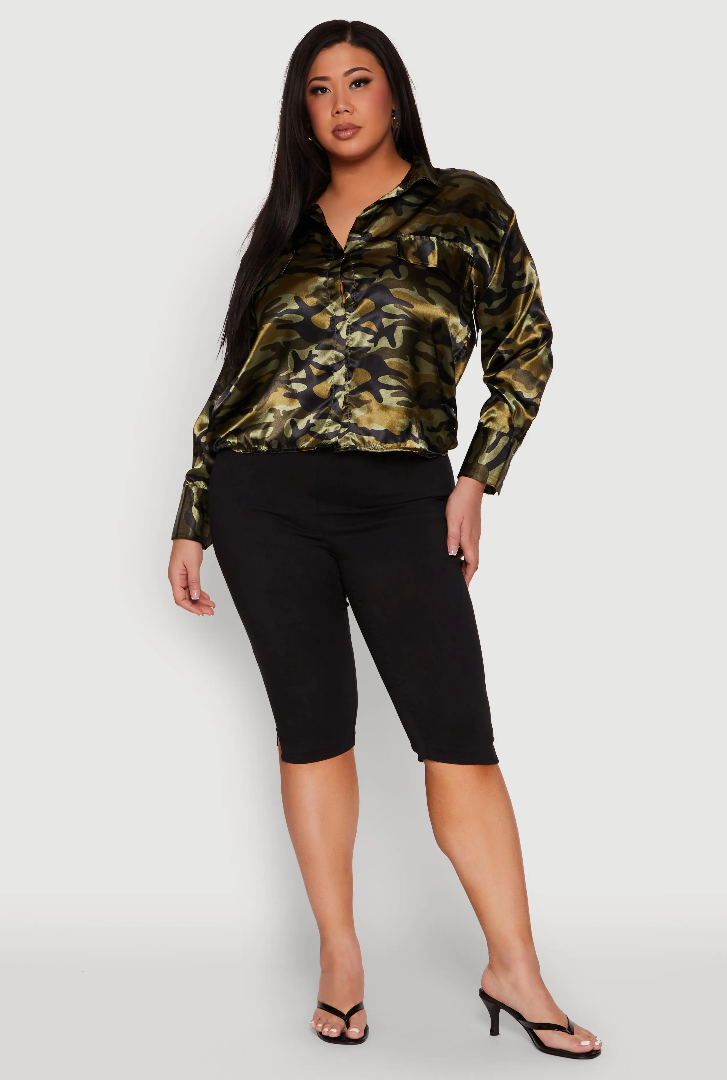 Plus Size Camo Satin Shirt sold by Rainbow product image thumbnail 3