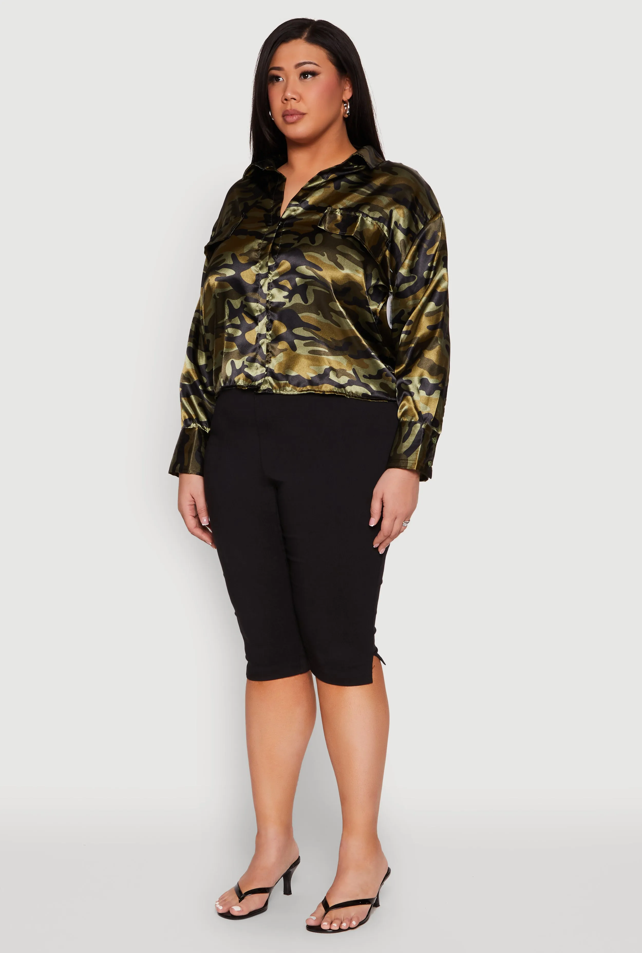 Plus Size Camo Satin Shirt sold by Rainbow product image thumbnail 5