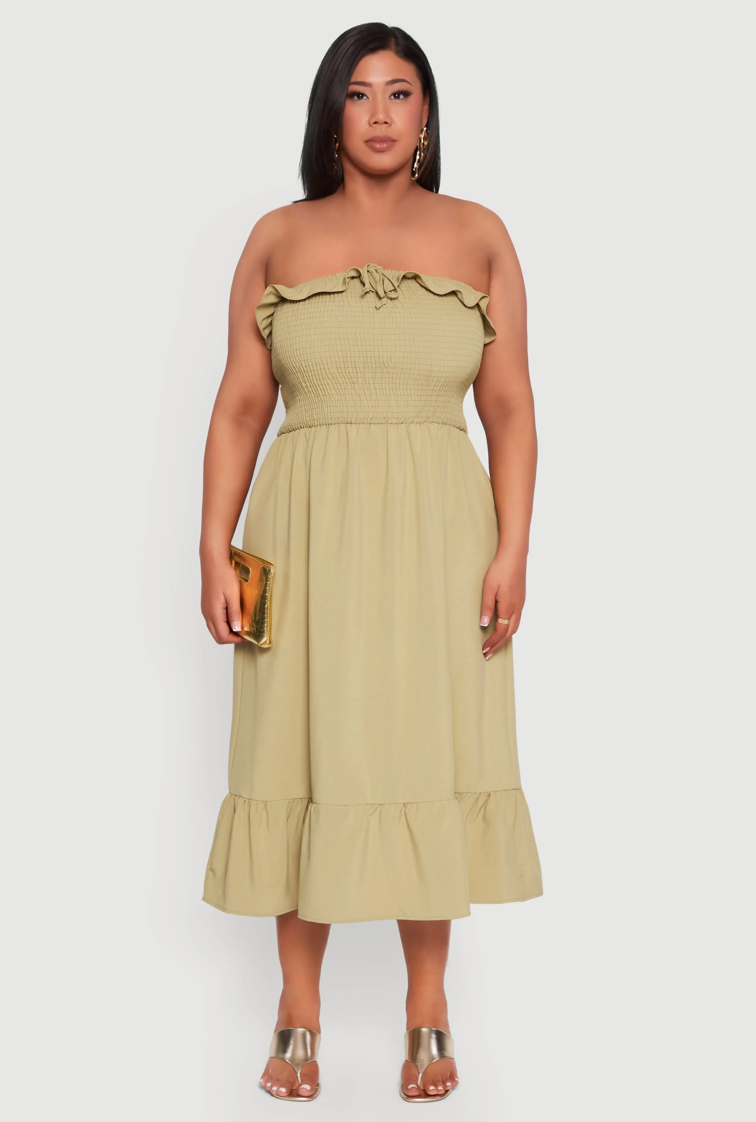 Plus Size Ruffle Trim Tiered Midi Dress sold by Rainbow product image thumbnail 2