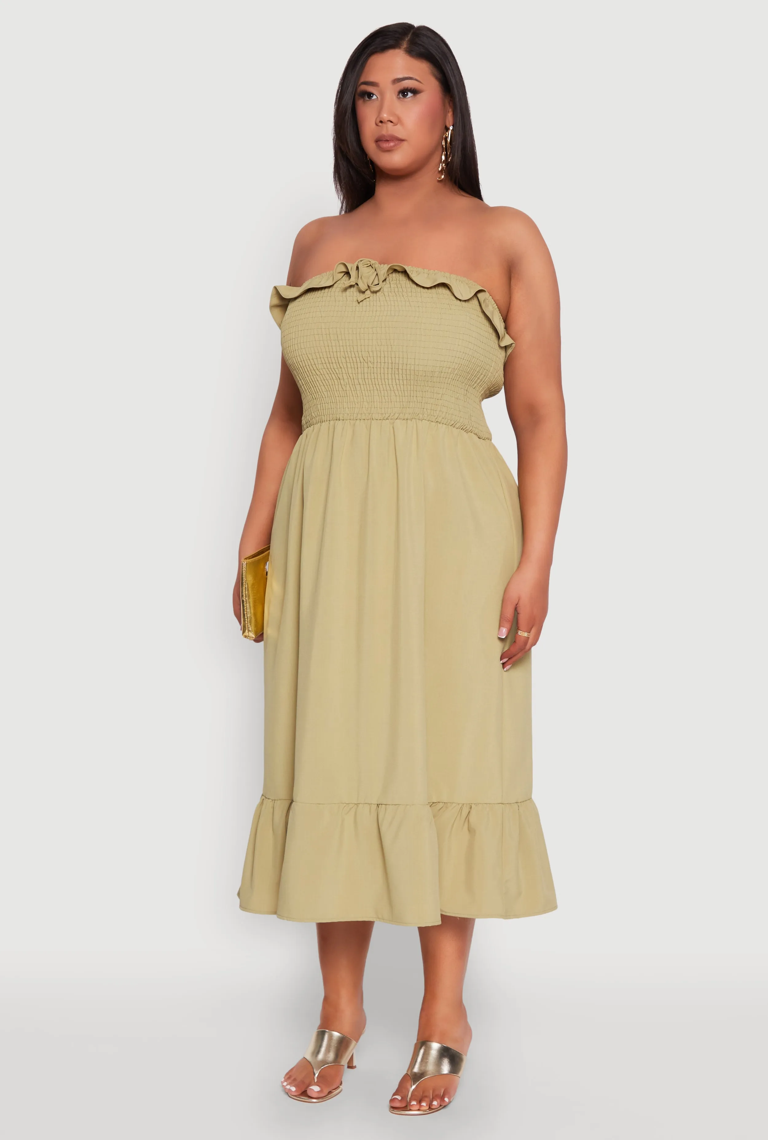 Plus Size Ruffle Trim Tiered Midi Dress sold by Rainbow product image thumbnail 3