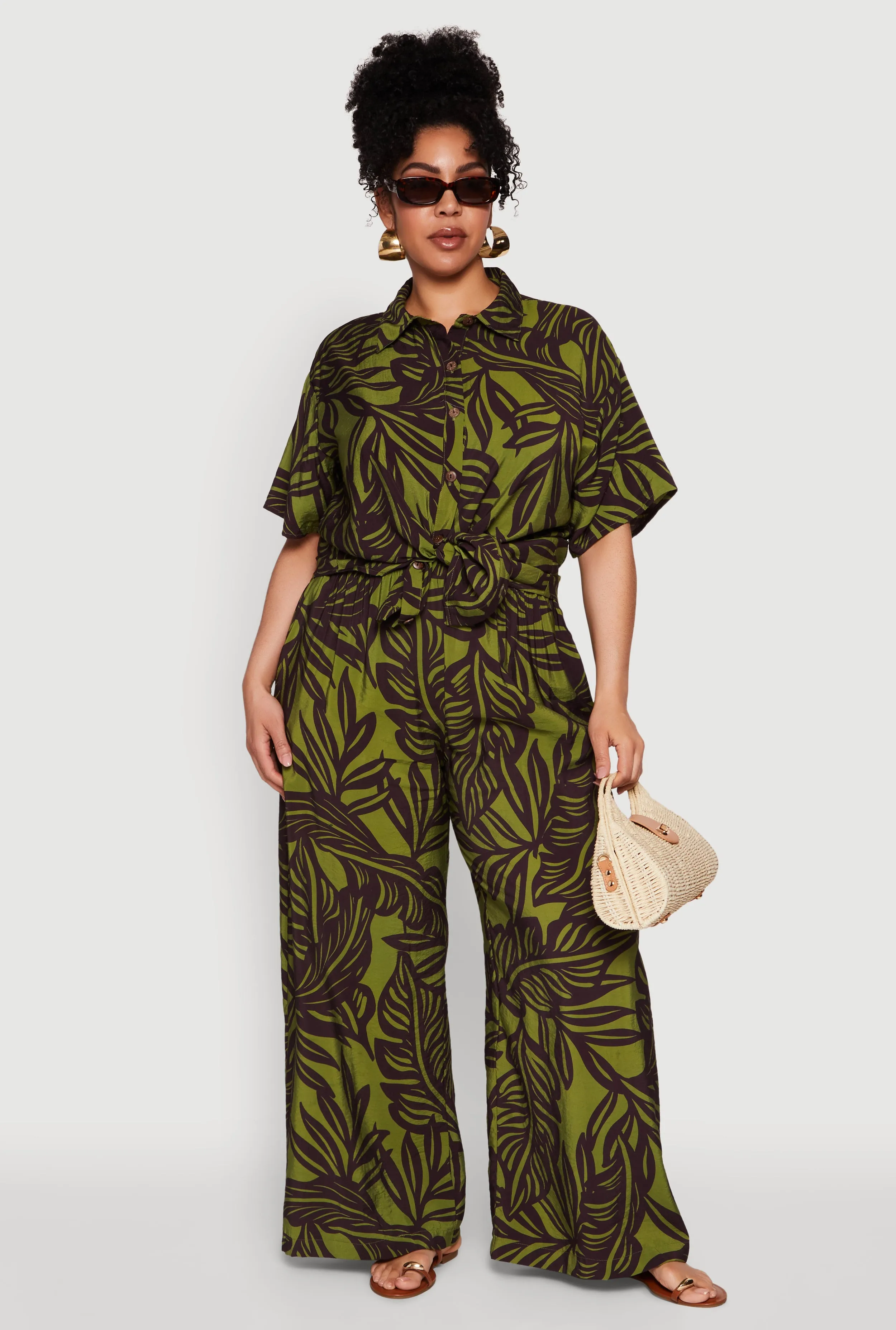 Plus Size Leaf Print Blouse sold by Rainbow product image thumbnail 3