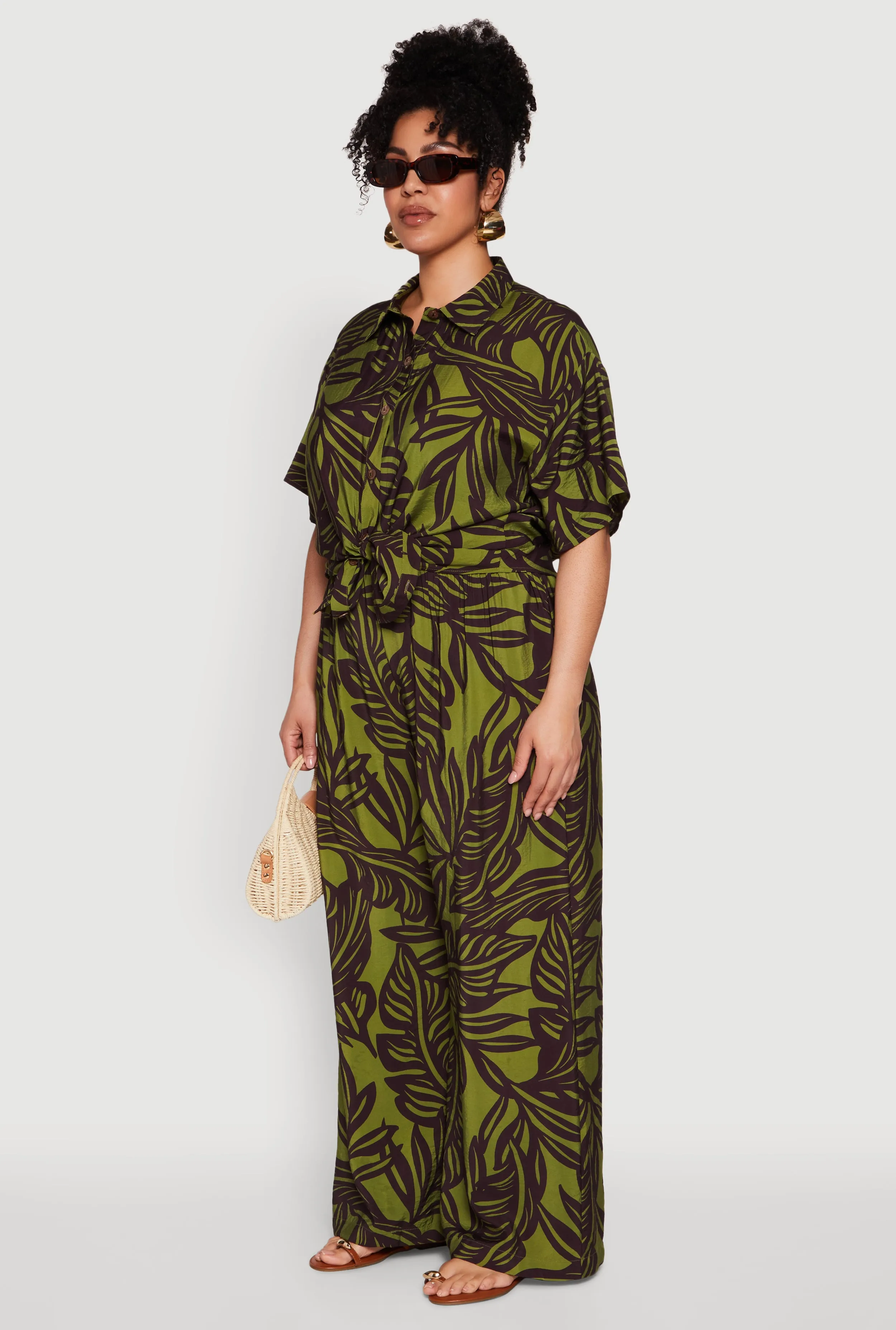 Plus Size Leaf Print Blouse sold by Rainbow product image thumbnail 5