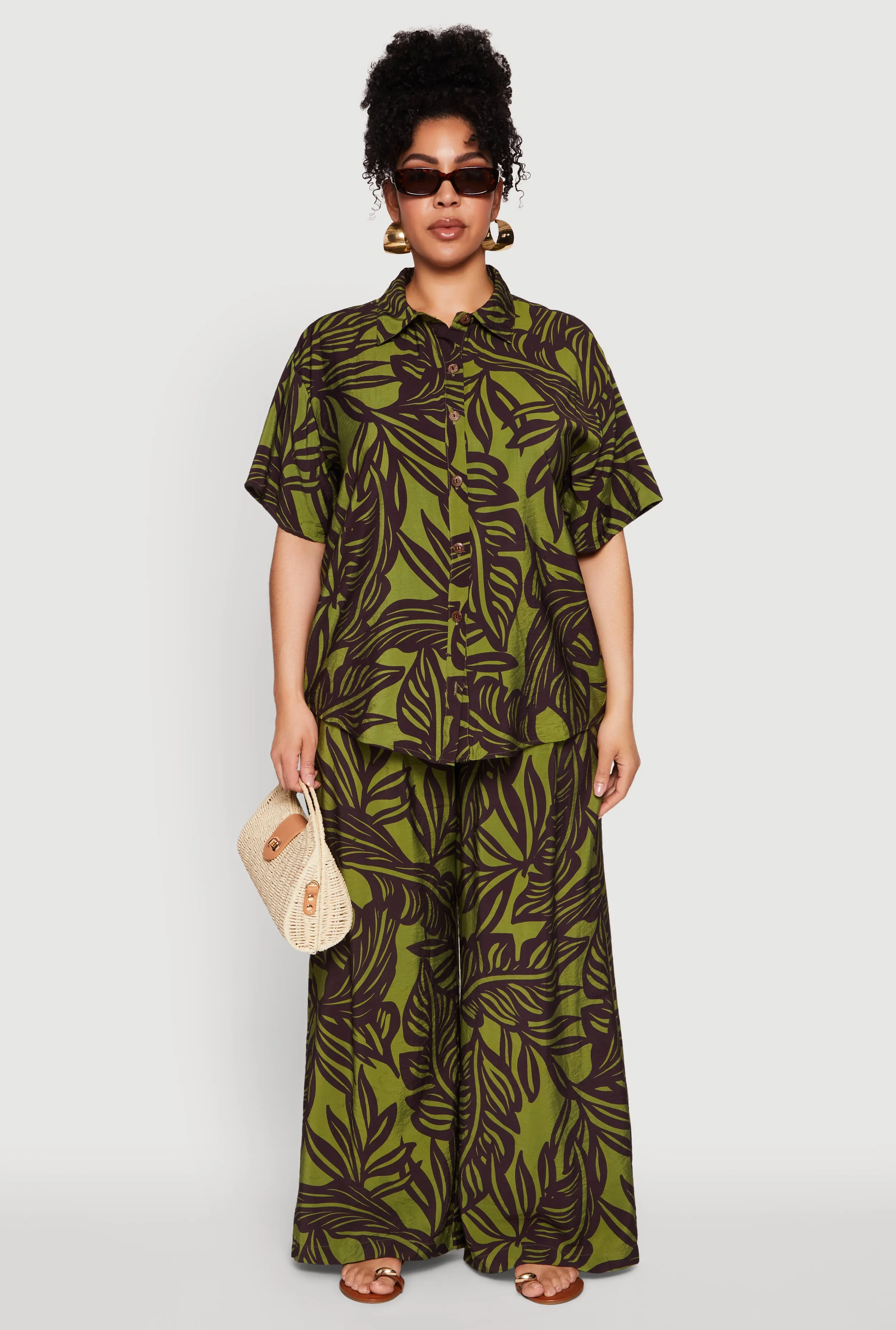 Plus Size Leaf Print Blouse sold by Rainbow product image thumbnail 2