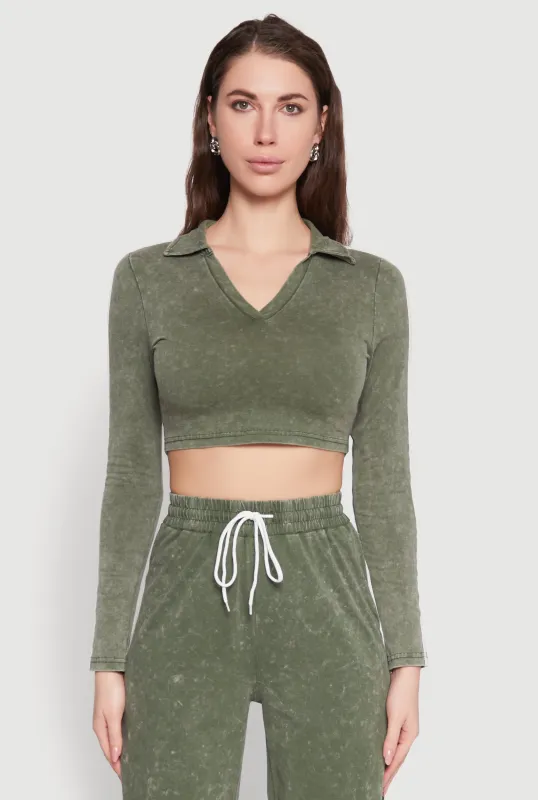 Daisy Mineral Wash Varsity Stripe Crop Top sold by Rainbow