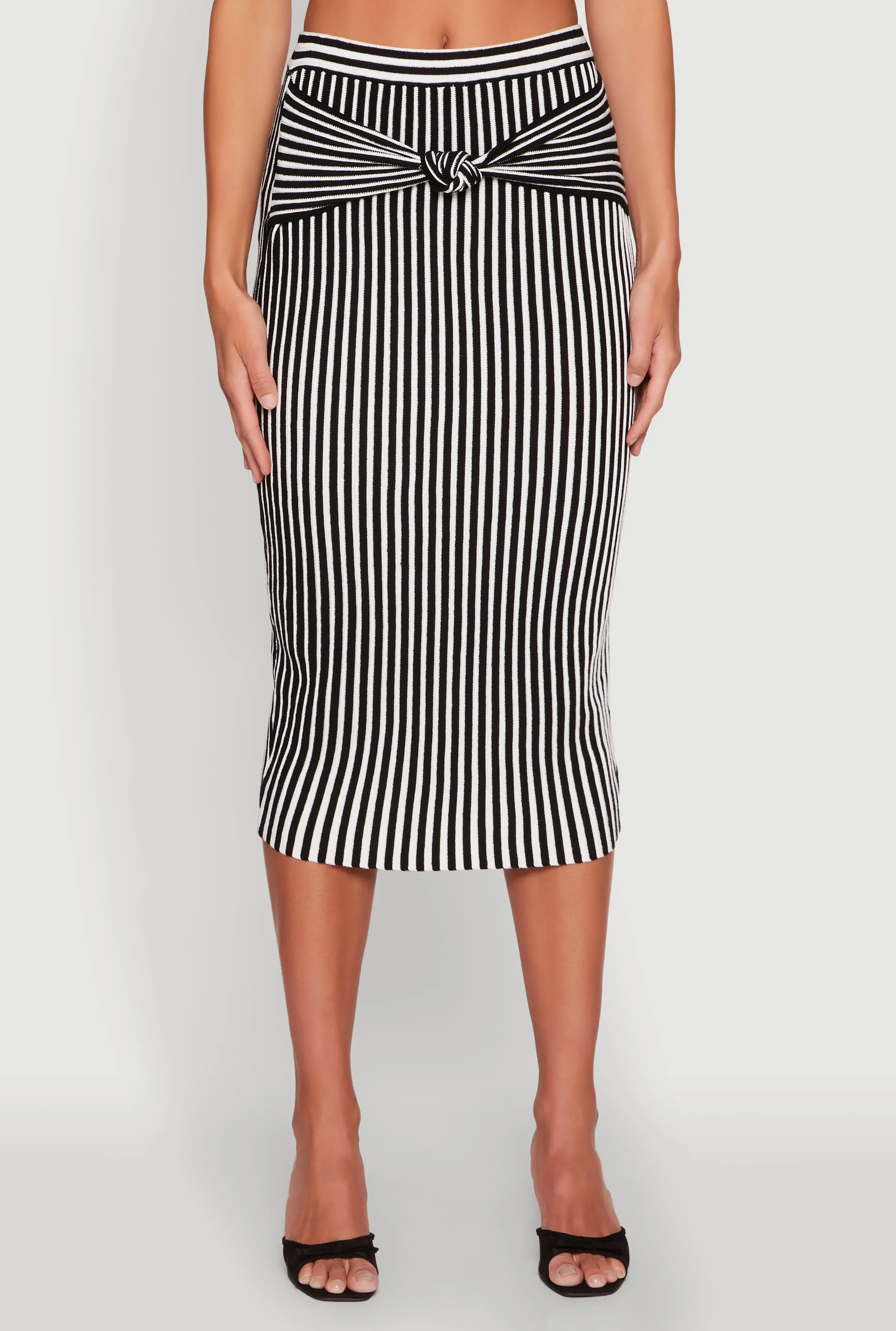 Striped Knot Front Knit Pencil Skirt sold by Rainbow product image thumbnail 3