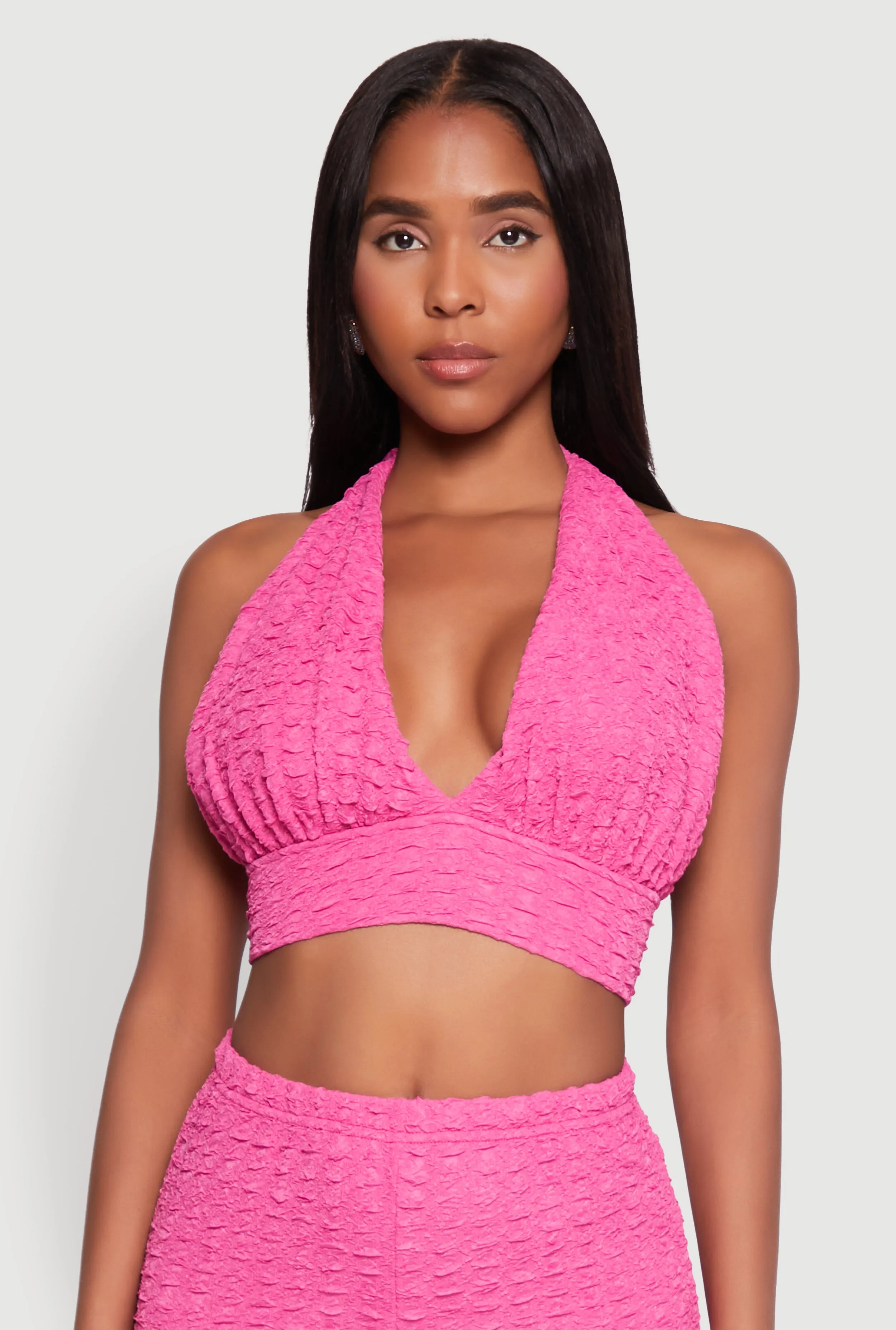 Bubble Knit Tie Back Halter Top sold by Rainbow