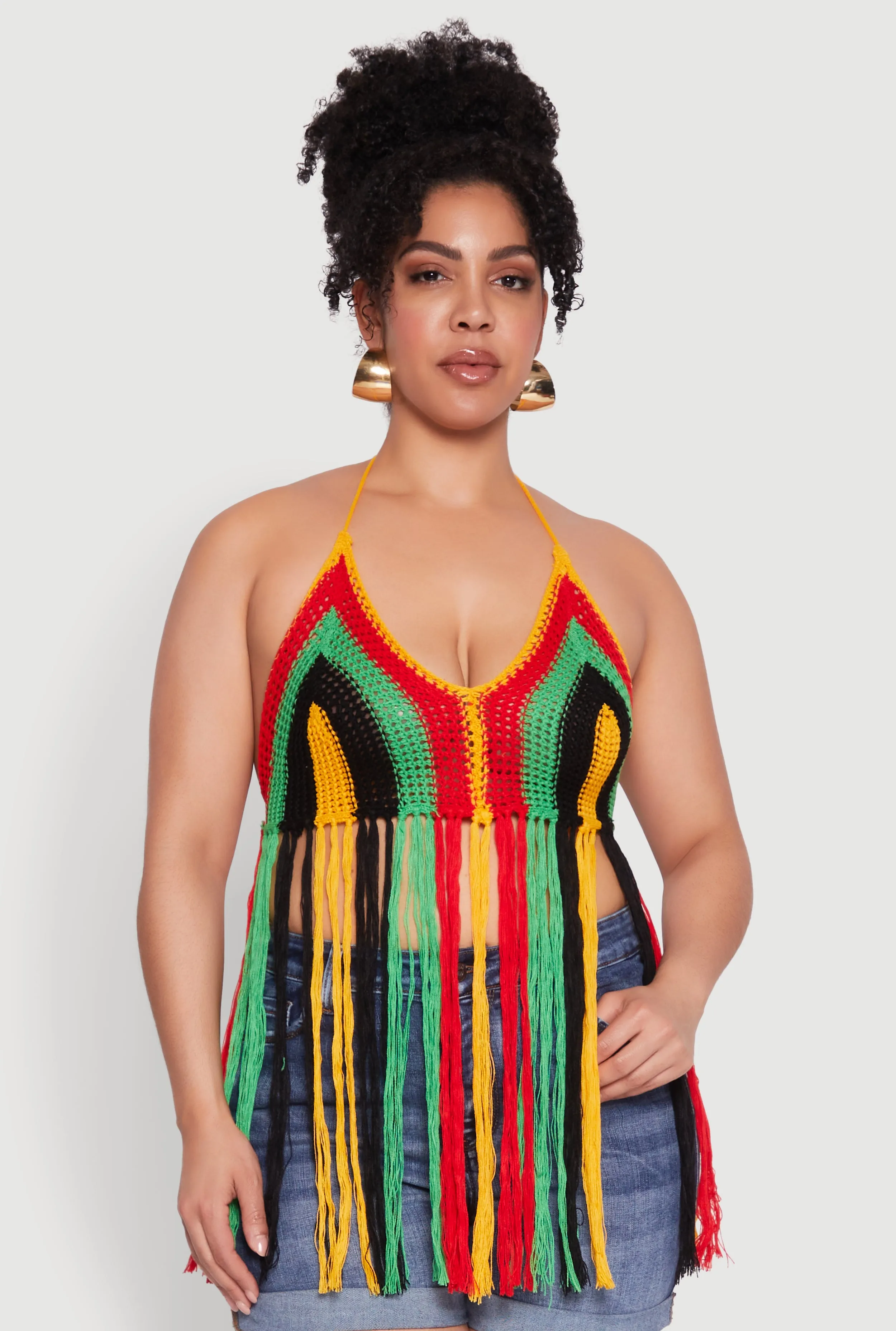 Plus Size Tassel Fringe Crochet Halter Top sold by Rainbow product image thumbnail 2