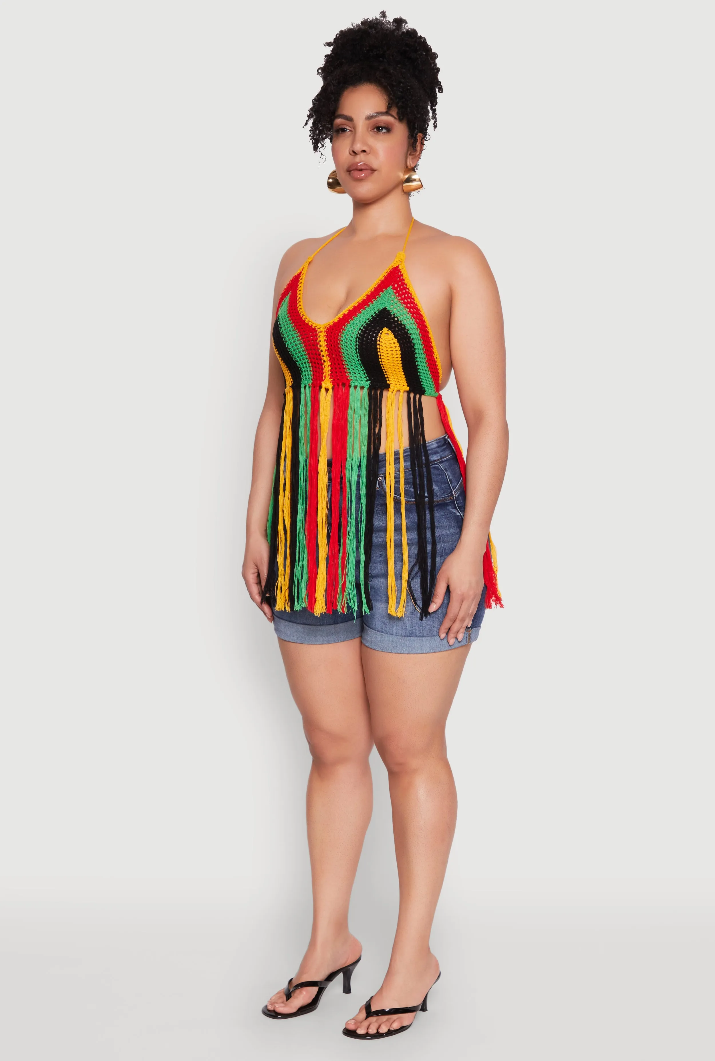 Plus Size Tassel Fringe Crochet Halter Top sold by Rainbow product image thumbnail 5