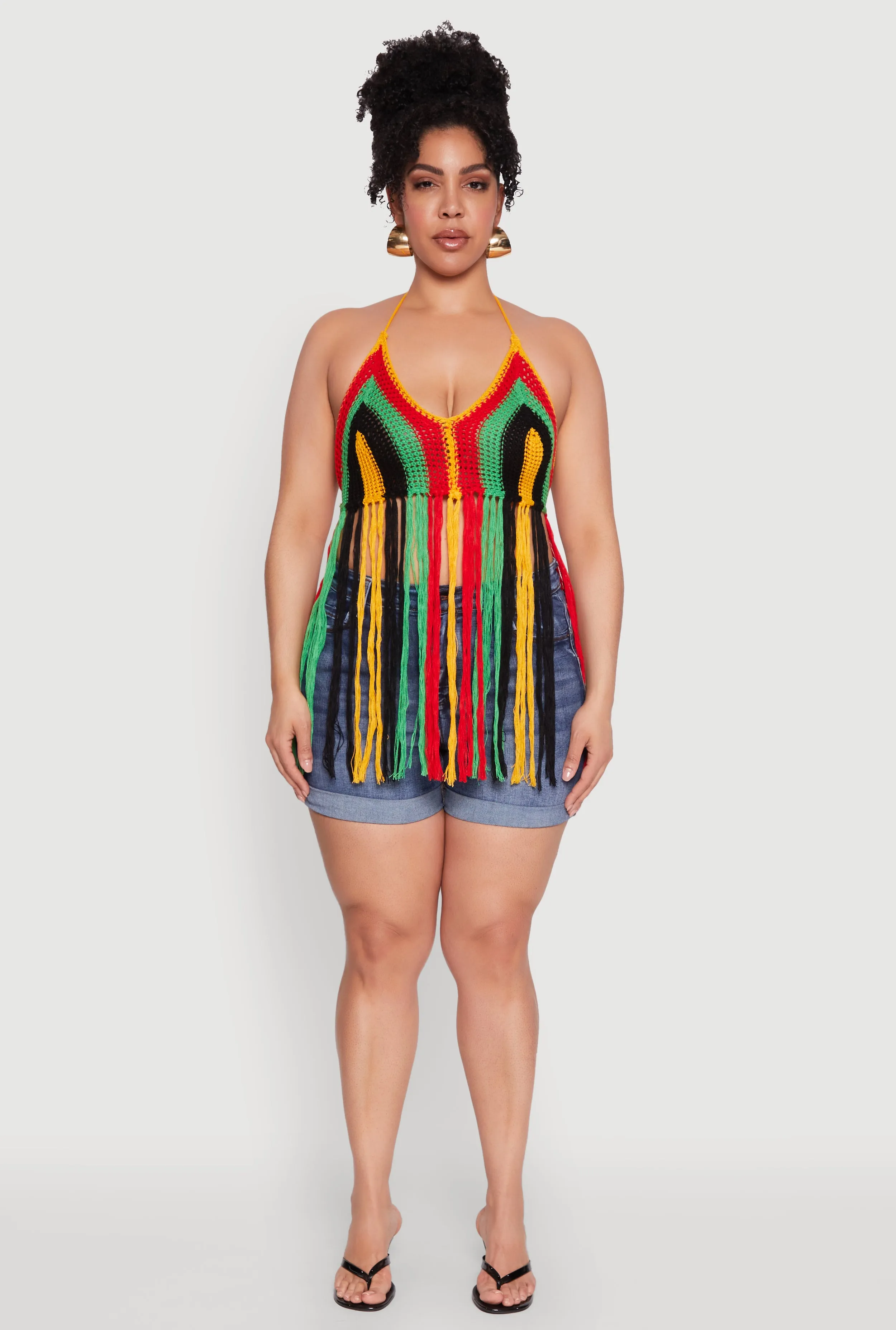 Plus Size Tassel Fringe Crochet Halter Top sold by Rainbow product image thumbnail 3