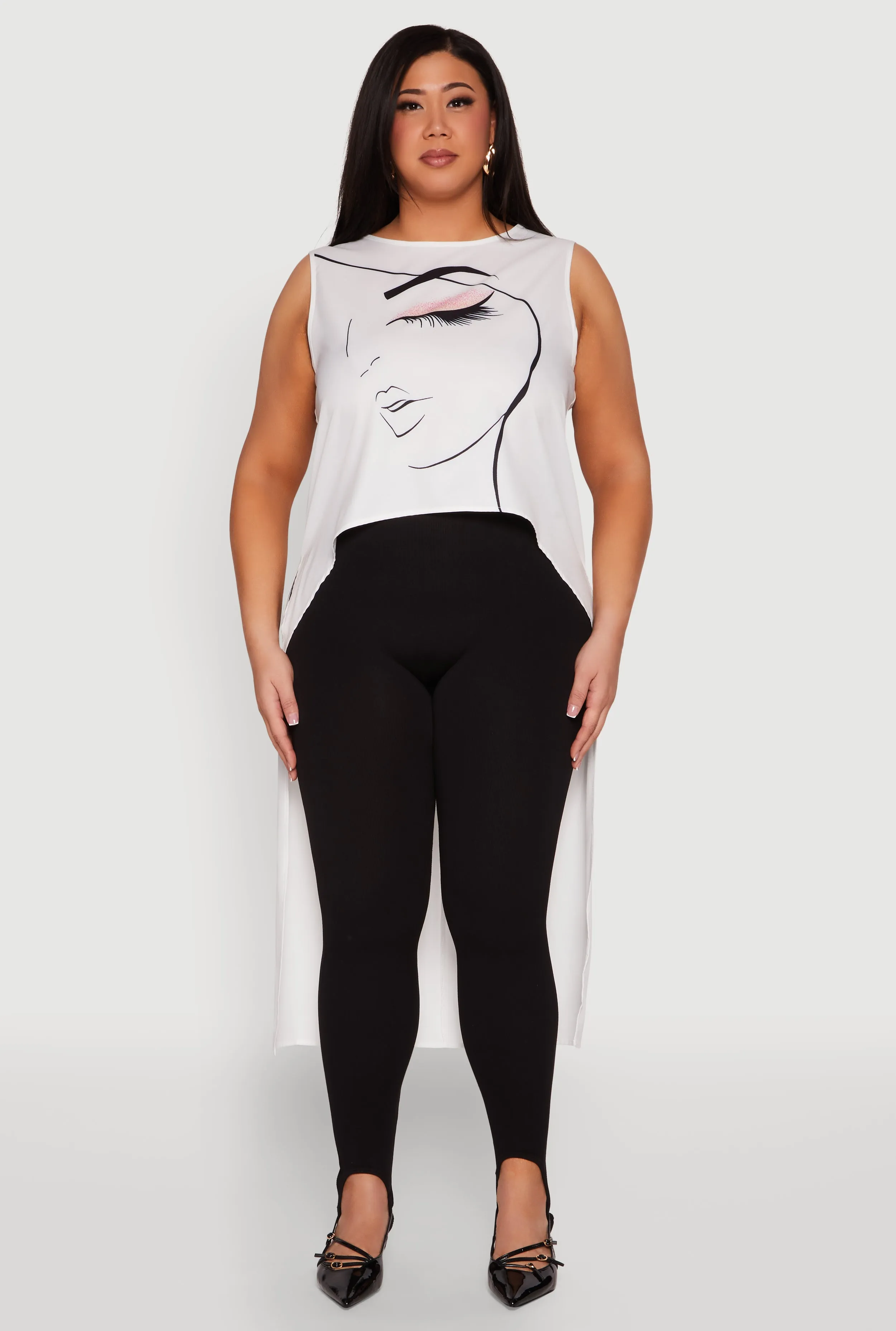 Plus Size Face Print Sleeveless High Low Maxi Top sold by Rainbow product image thumbnail 2