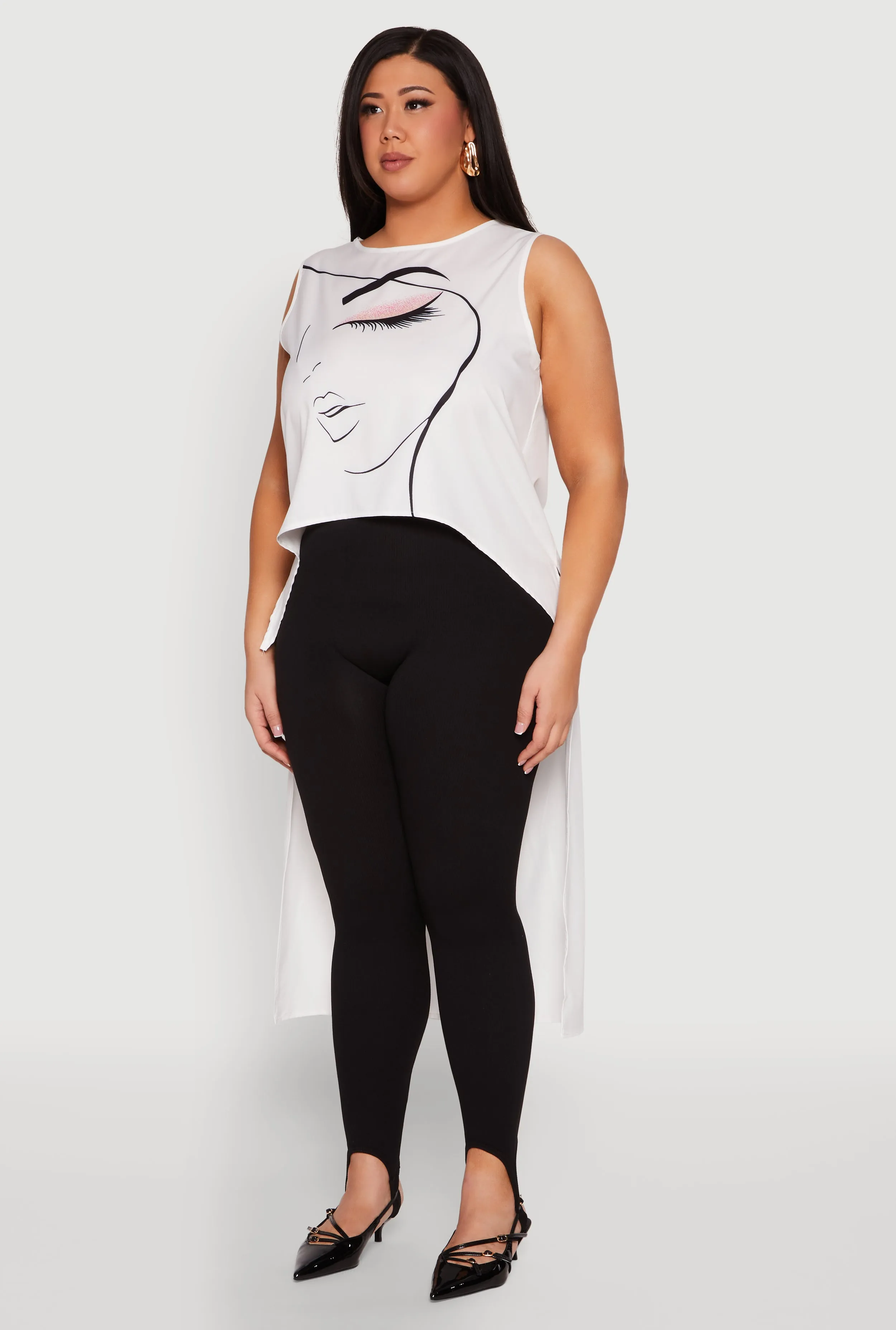 Plus Size Face Print Sleeveless High Low Maxi Top sold by Rainbow product image thumbnail 3