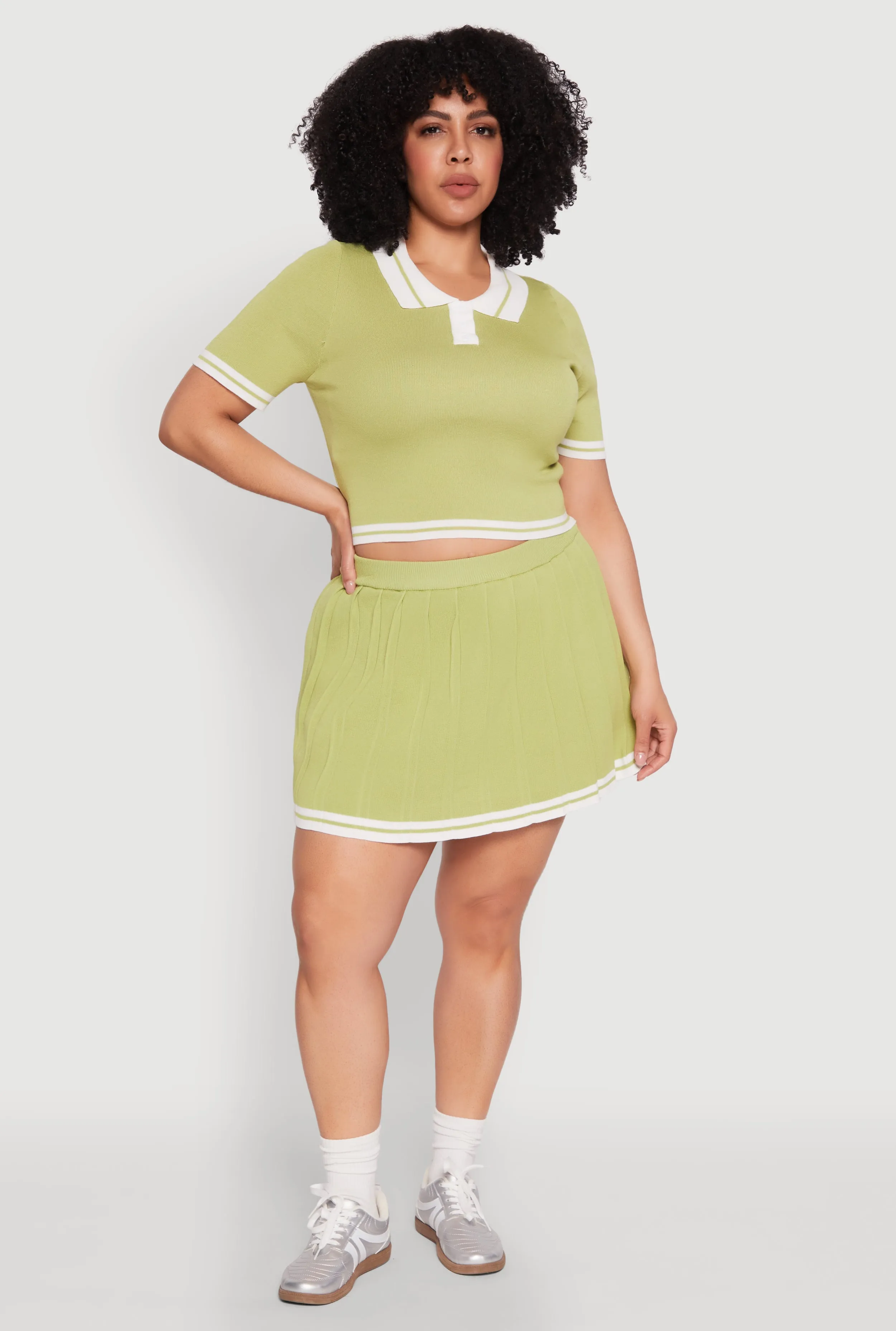 Plus Size Daisy Varsity Stripe Pleated Skort sold by Rainbow
