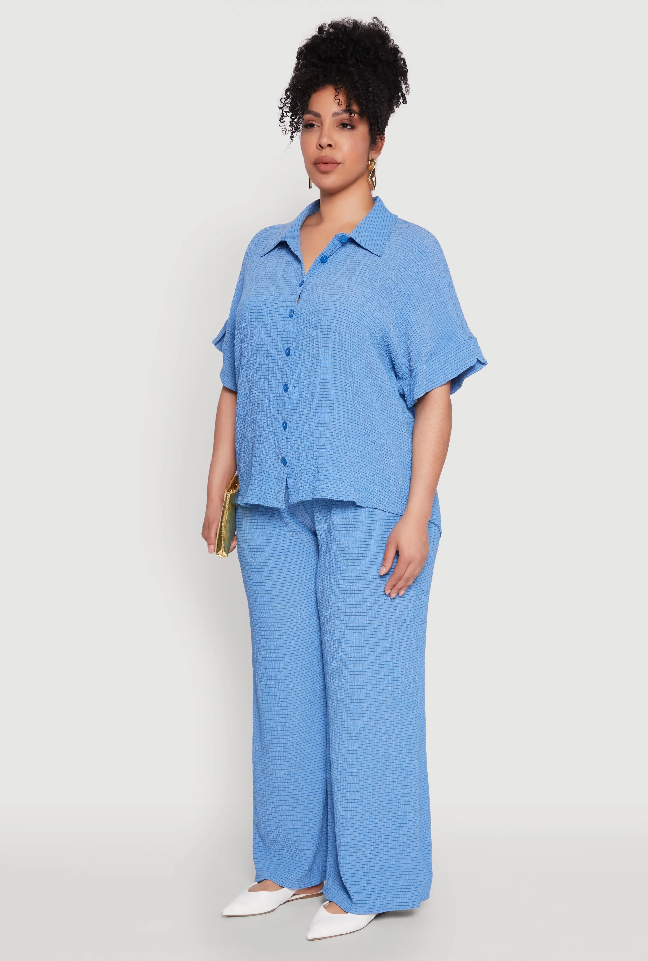 Plus Size Textured Knit Shirt sold by Rainbow product image thumbnail 5