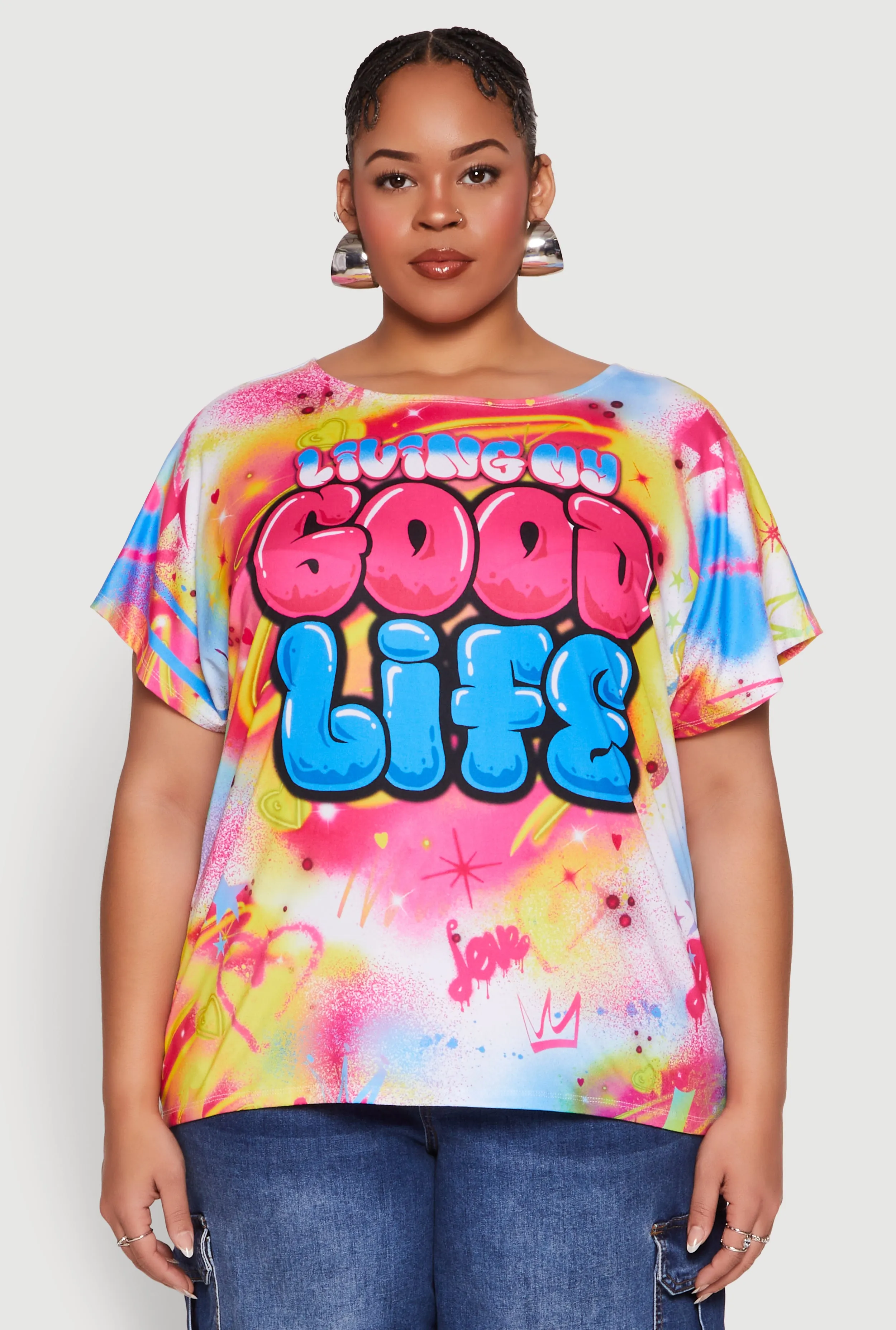 Plus Size Living My Good Life Graphic Tee sold by Rainbow product image thumbnail 2