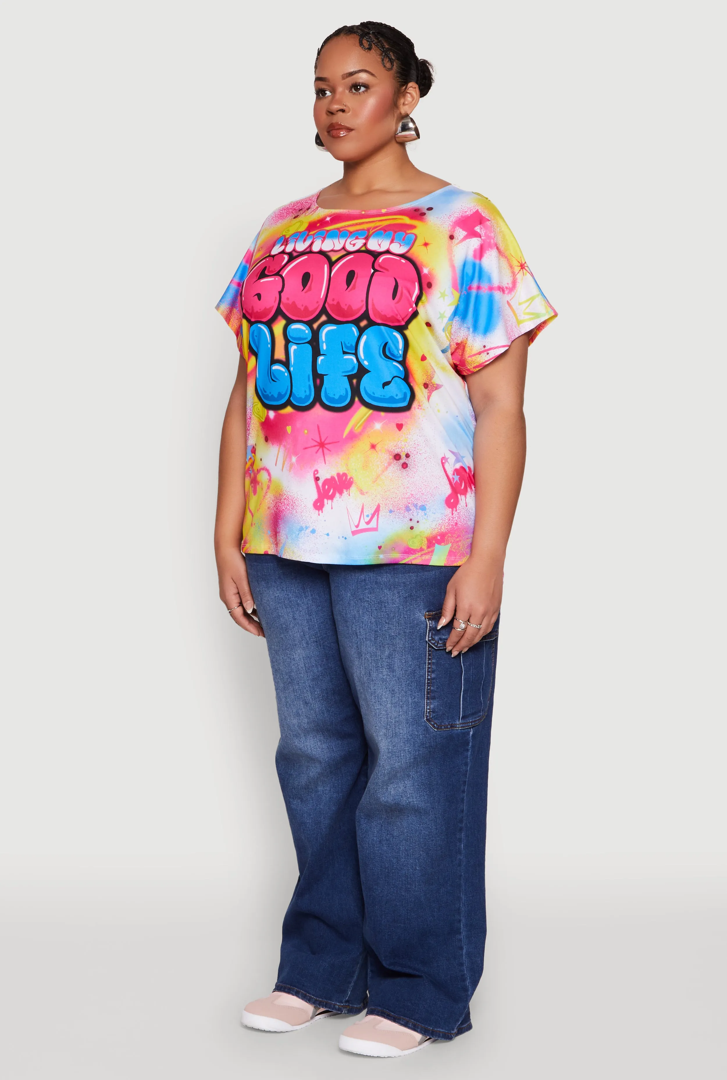 Plus Size Living My Good Life Graphic Tee sold by Rainbow product image thumbnail 5