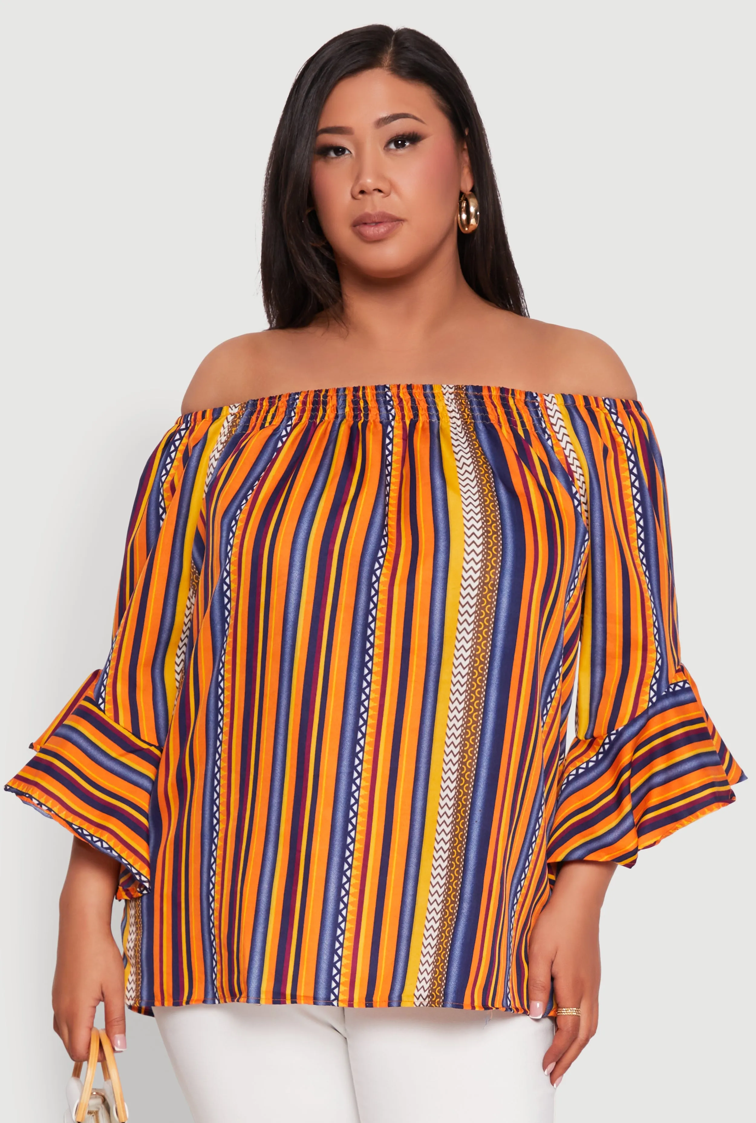 Plus Size Striped Off The Shoulder Blouse sold by Rainbow product image thumbnail 2