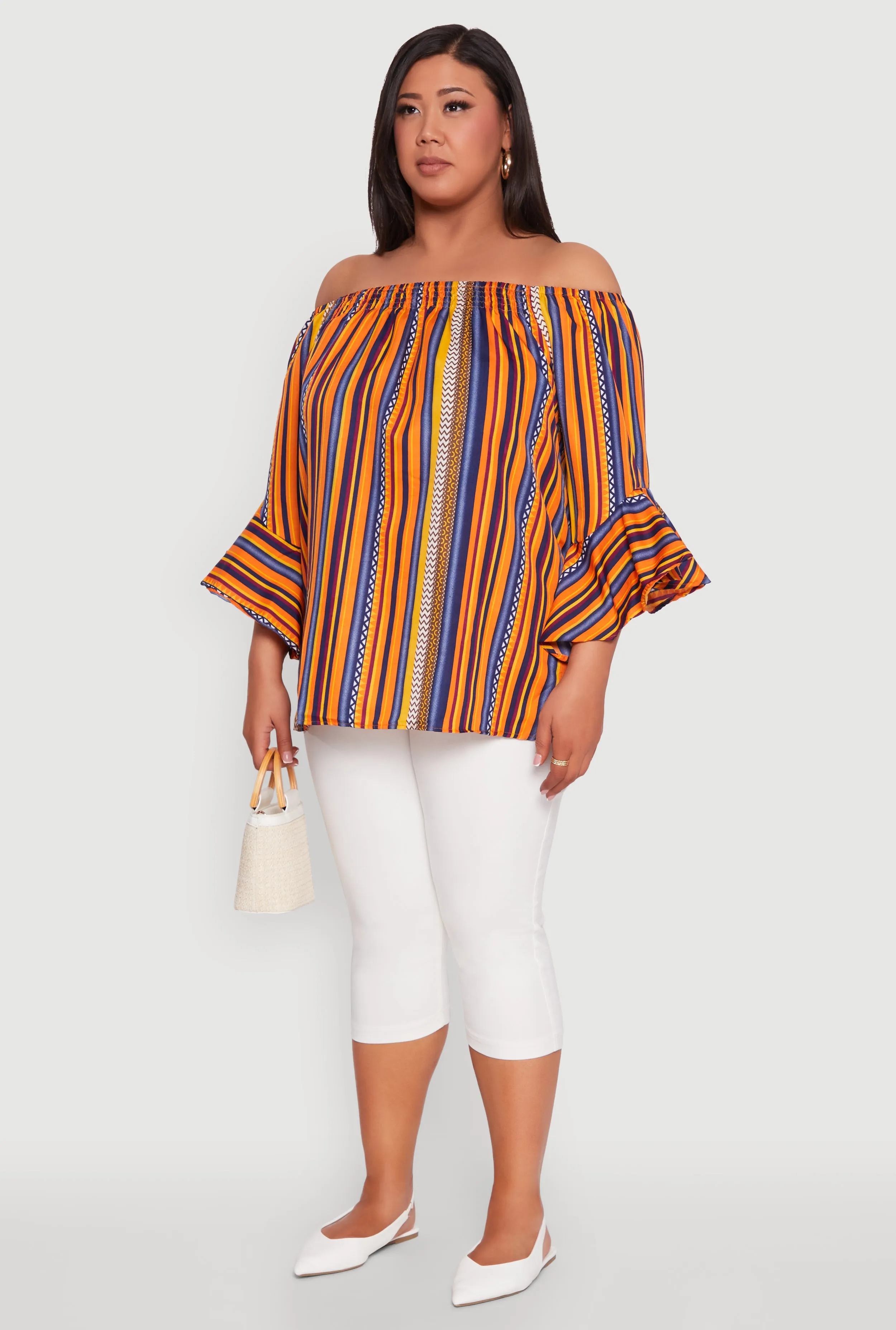 Plus Size Striped Off The Shoulder Blouse sold by Rainbow product image thumbnail 5