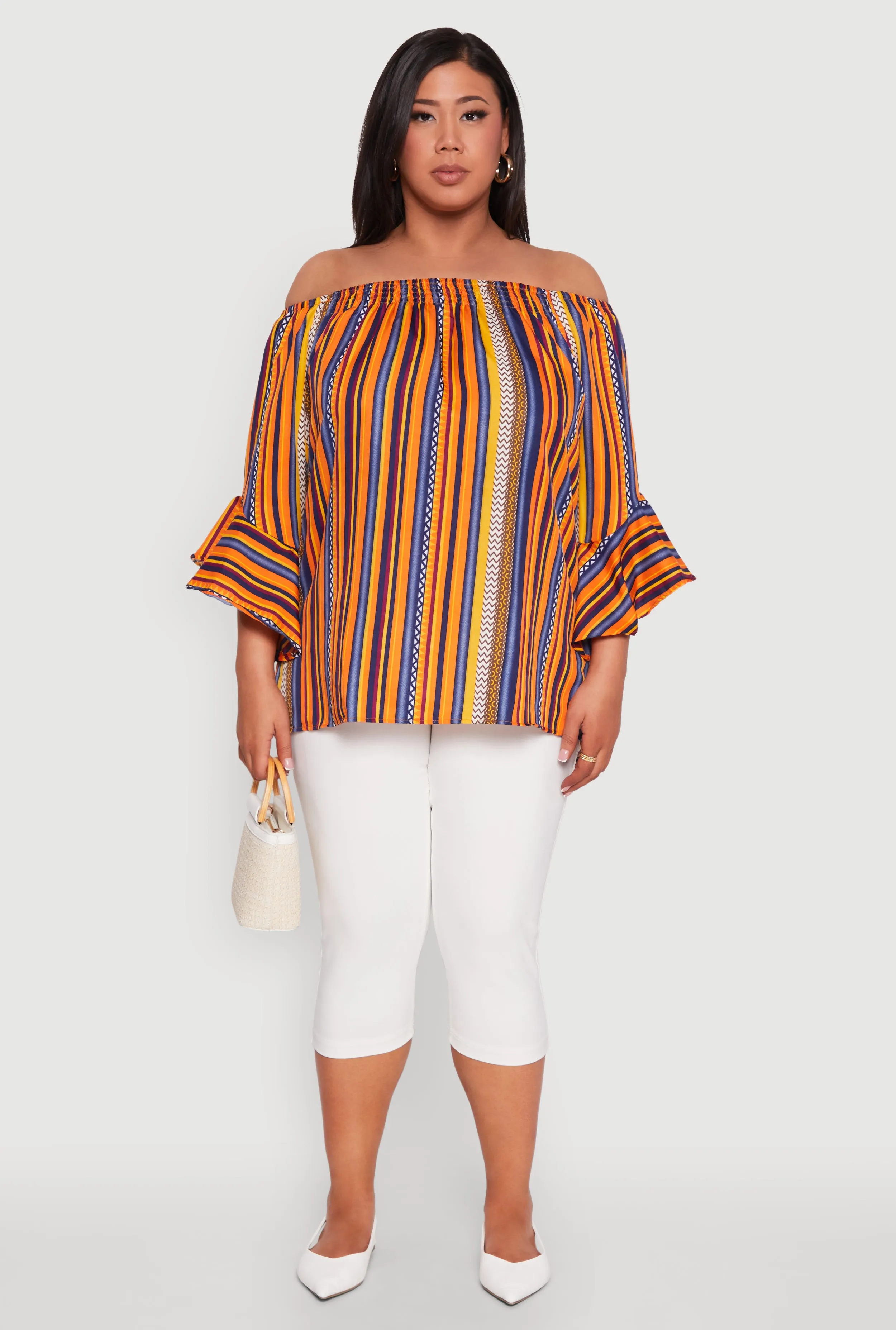 Plus Size Striped Off The Shoulder Blouse sold by Rainbow product image thumbnail 3