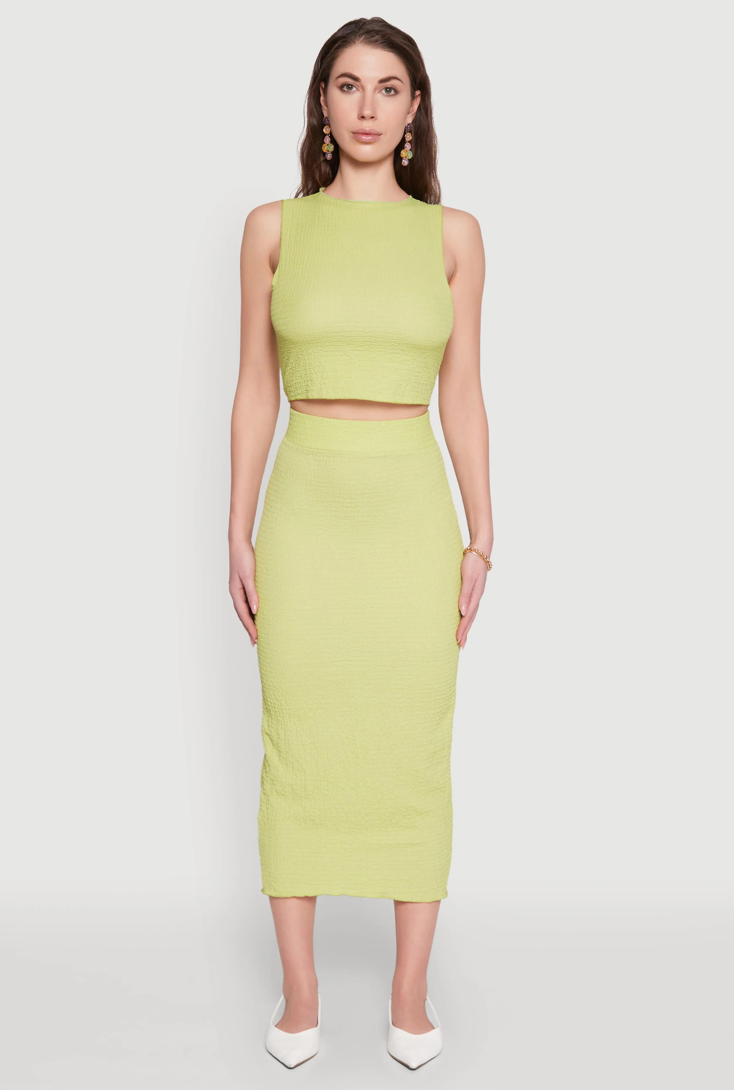 Sleeveless Textured Knit Crop Top sold by Rainbow product image thumbnail 3